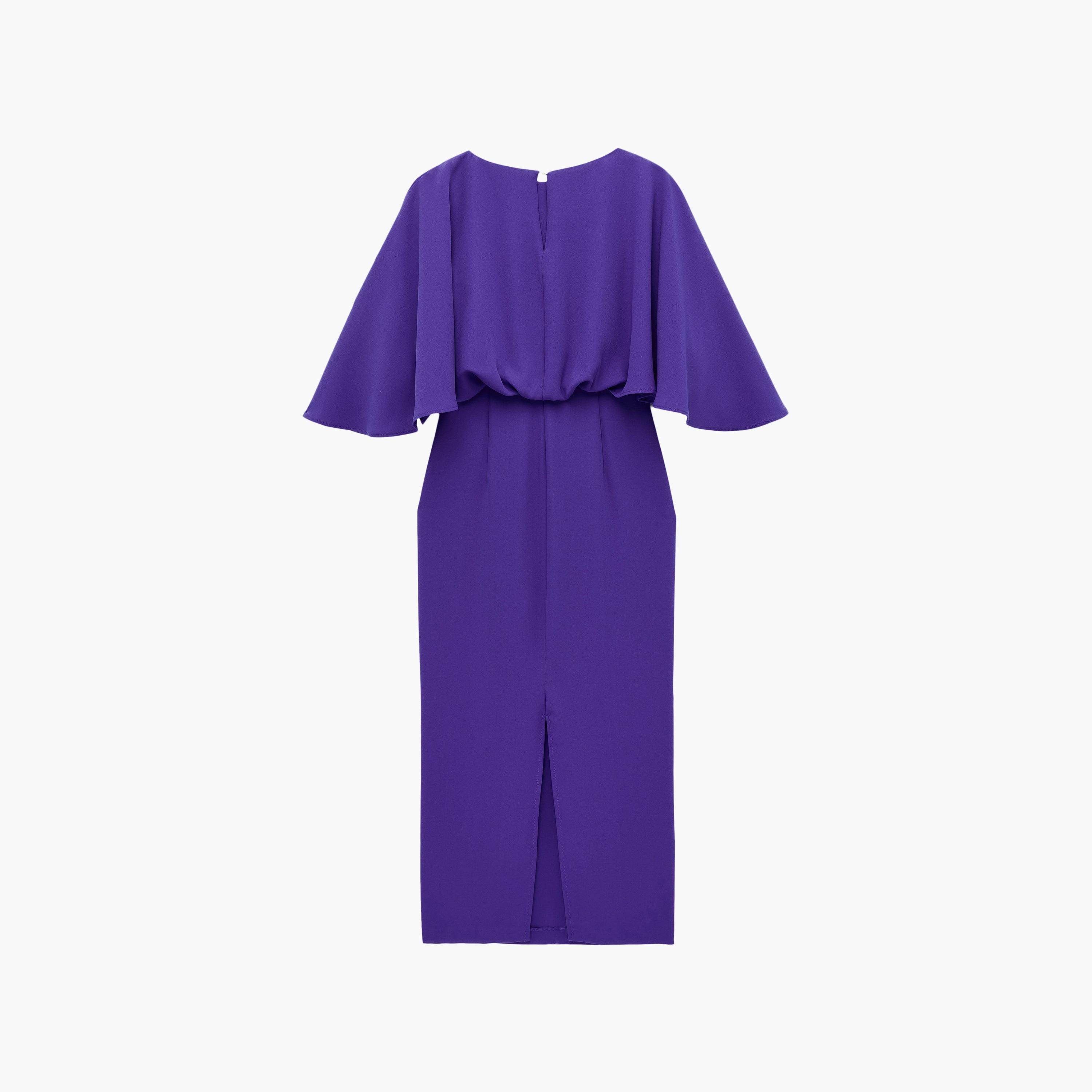 KOTON Purple Cape Overlay Sheath Women's Midi Dress-women-clothing-dresses-image-4