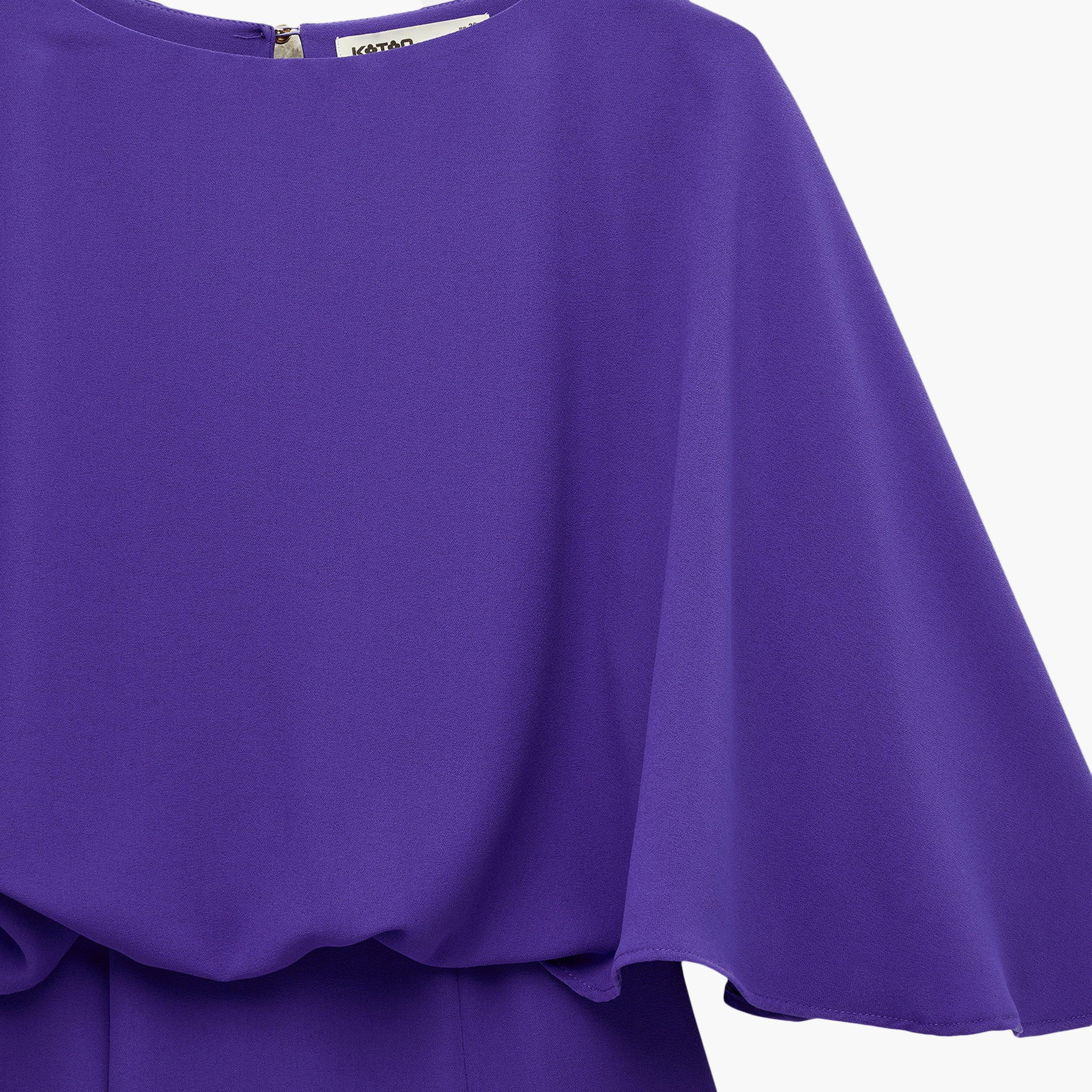 KOTON Purple Cape Overlay Sheath Women's Midi Dress-women-clothing-dresses-image-5