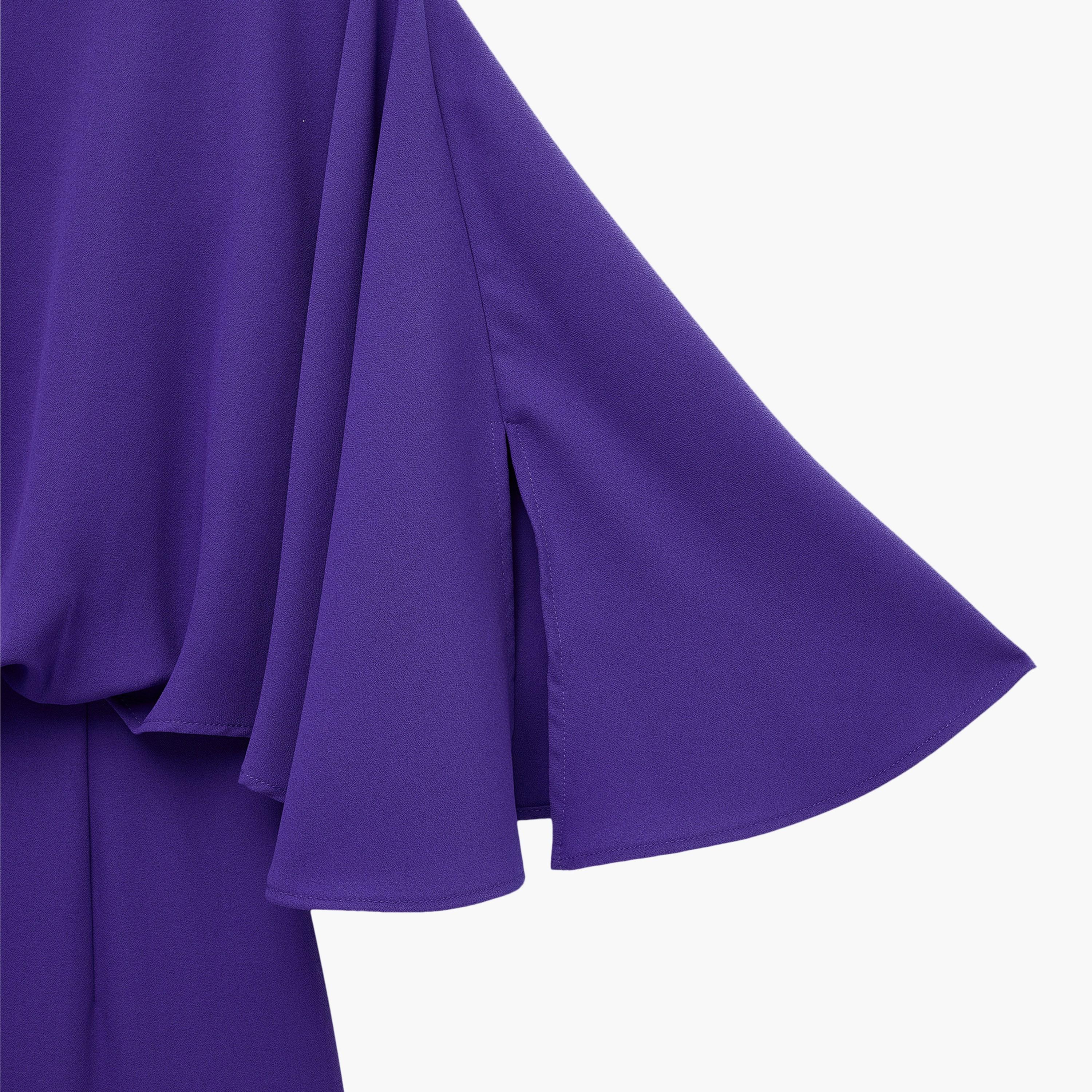 KOTON Purple Cape Overlay Sheath Women's Midi Dress-women-clothing-dresses-image-6