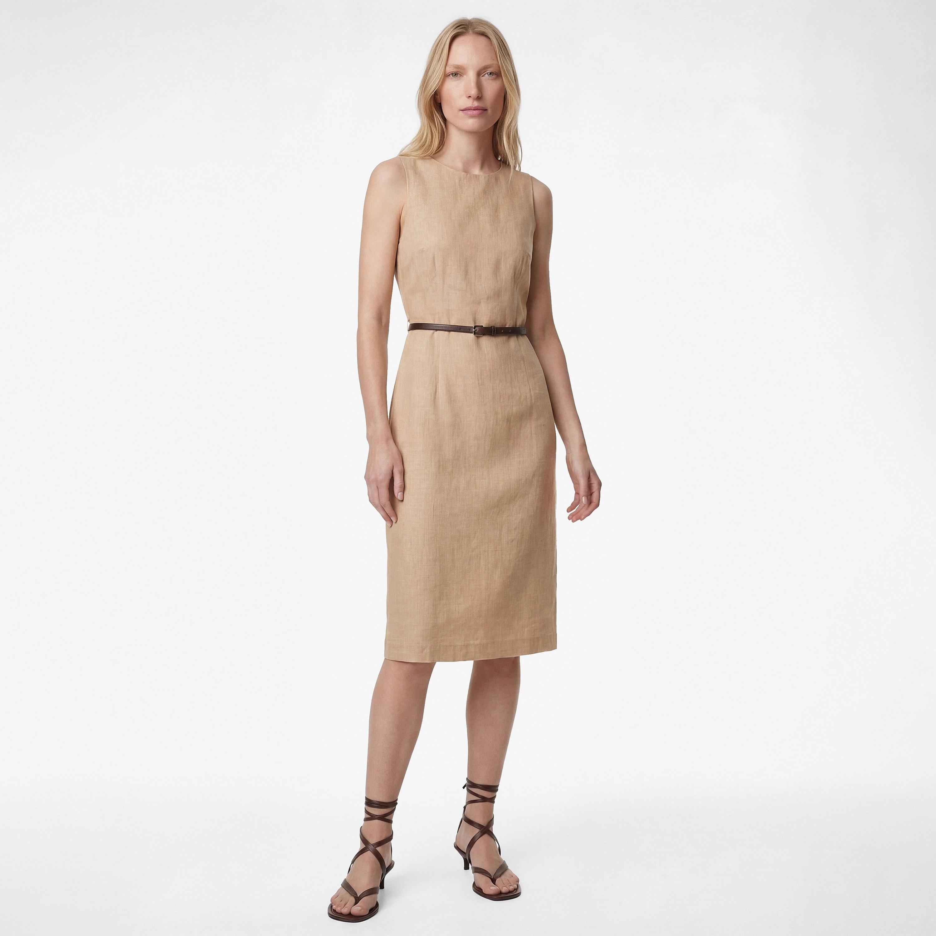فستان ميدي نسائي "شيث" بلون بيج من كوتون-women-clothing-dresses-image-1
