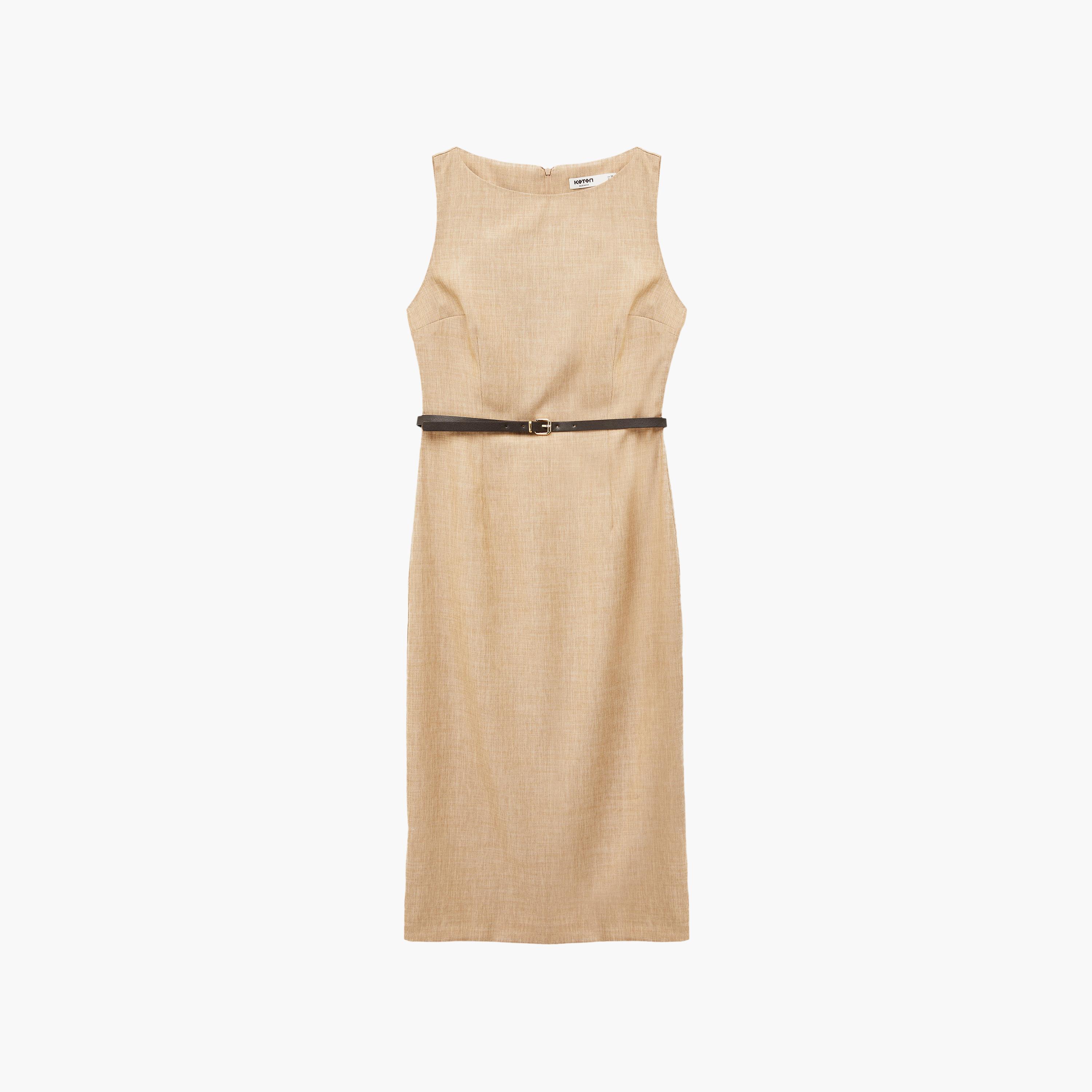 فستان ميدي نسائي "شيث" بلون بيج من كوتون-women-clothing-dresses-image-3