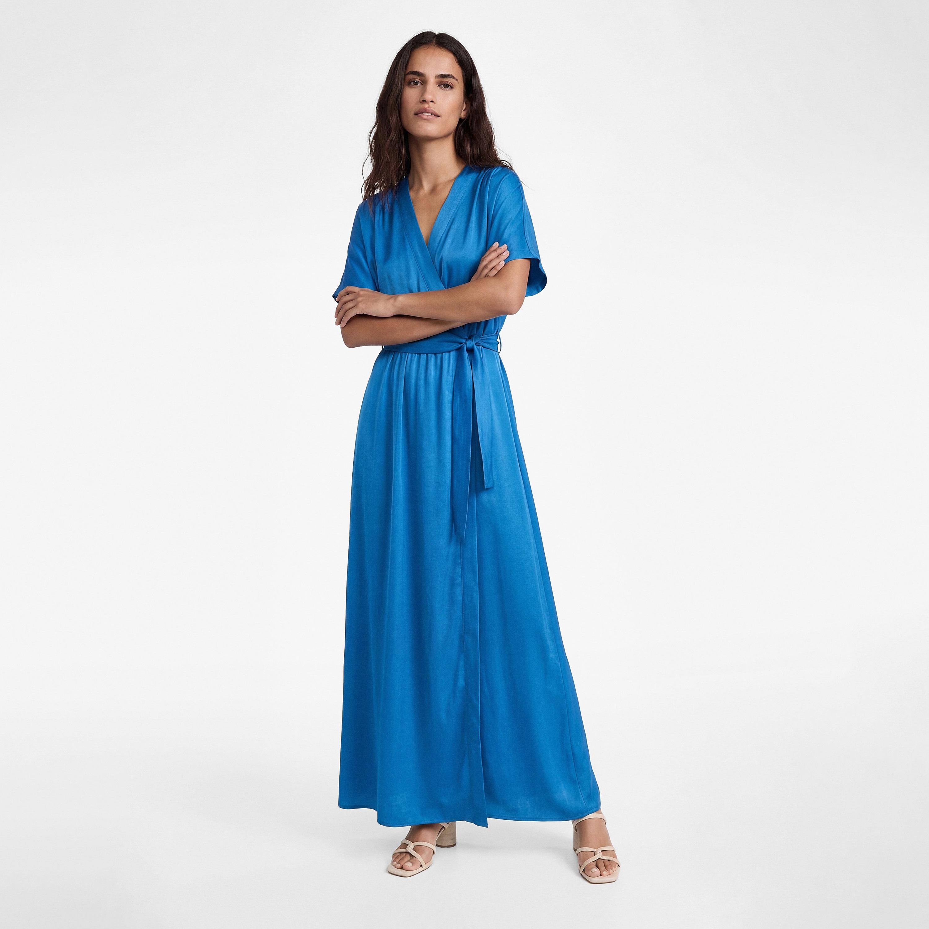 KOTON Surplice Neck Wrap Women's Maxi Dress-women-clothing-dresses-image-1