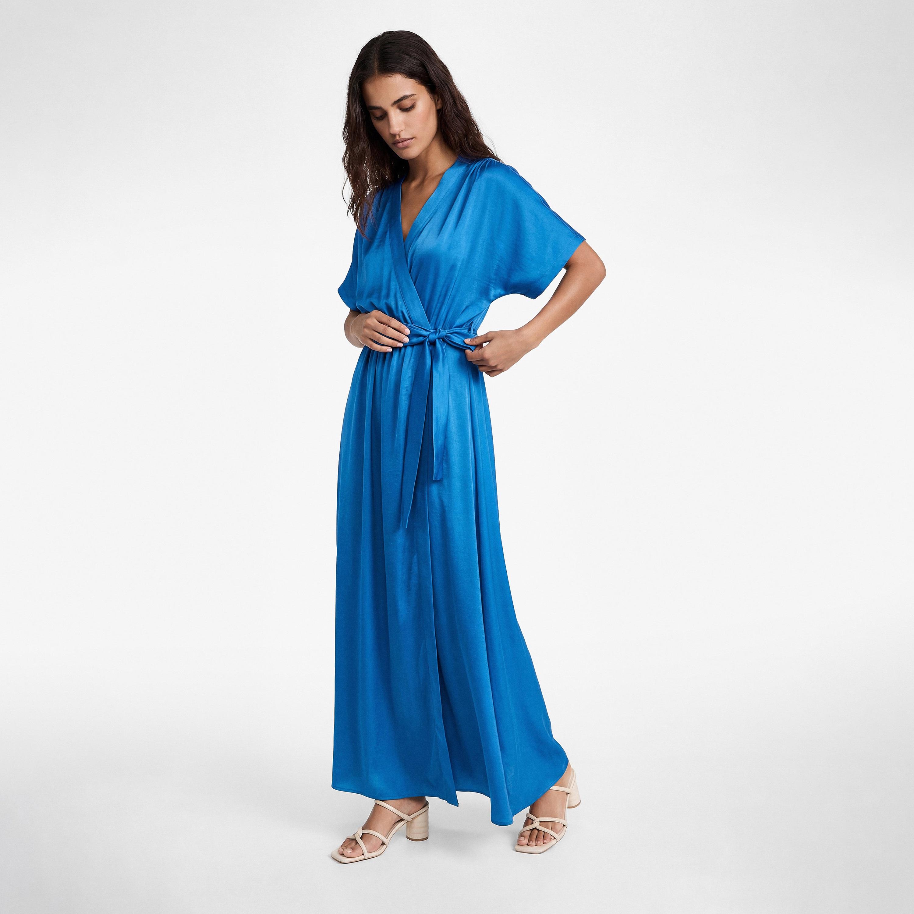 KOTON Surplice Neck Wrap Women's Maxi Dress-women-clothing-dresses-image-2