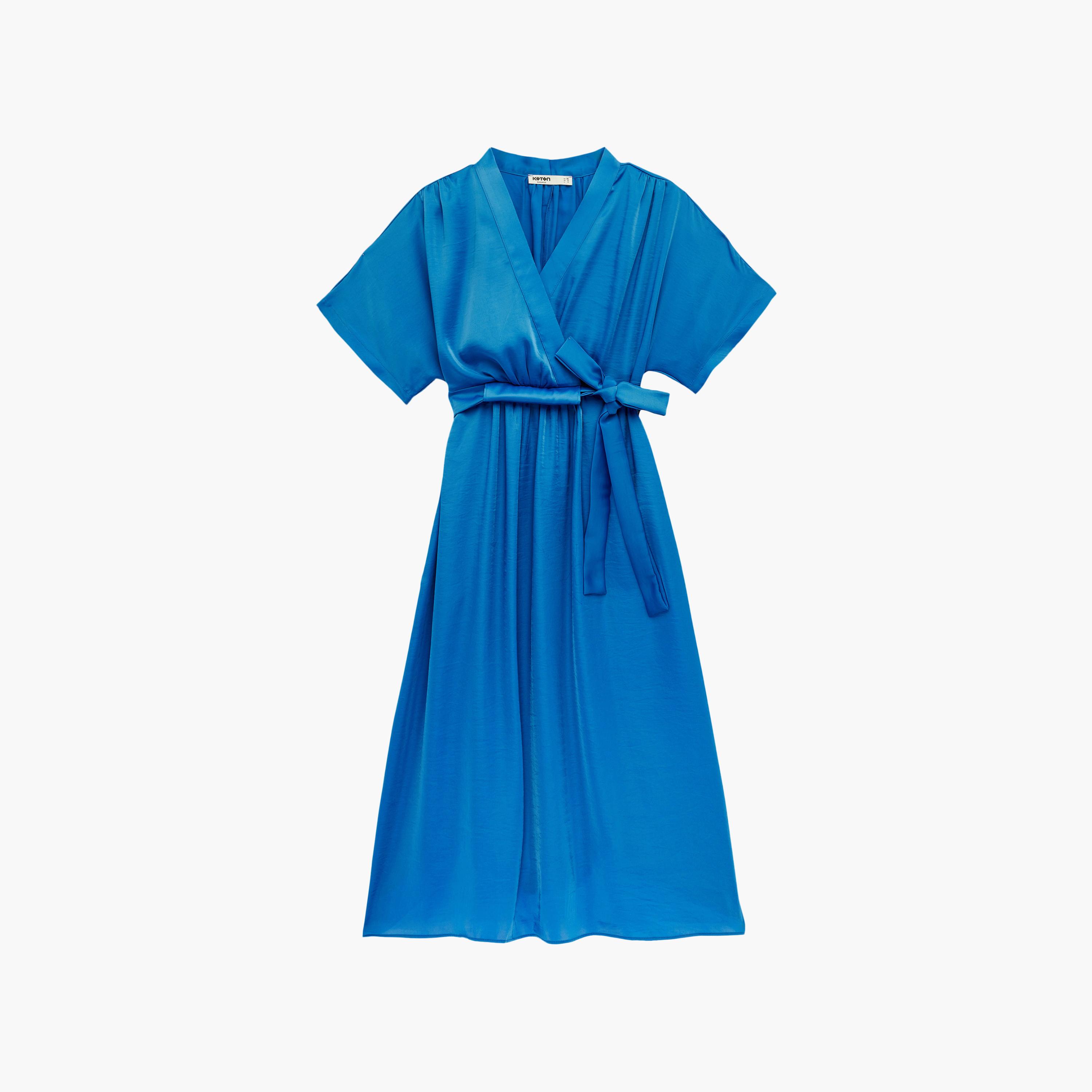 KOTON Surplice Neck Wrap Women's Maxi Dress-women-clothing-dresses-image-3
