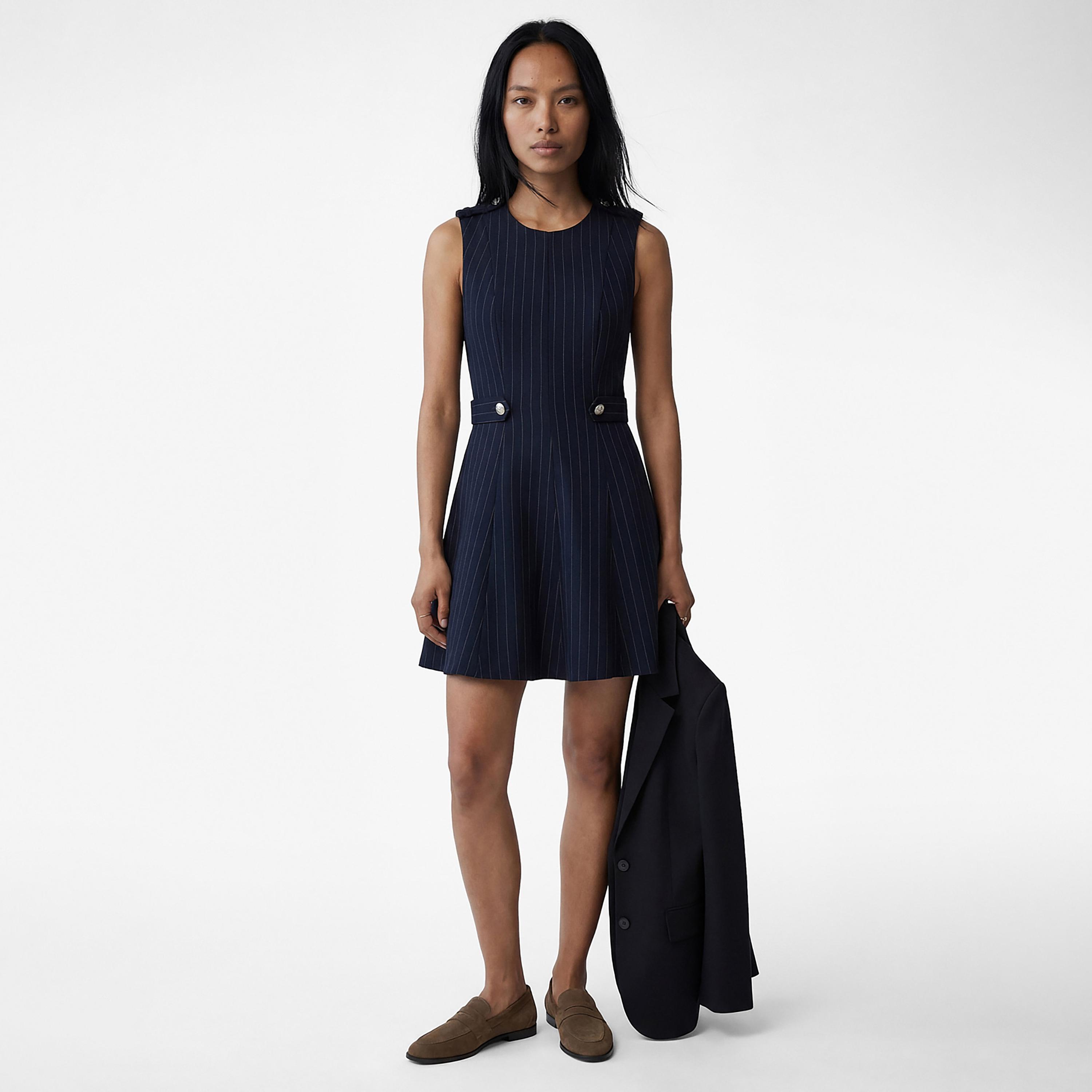 فستان ميني نسائي مخطط بلون أزرق داكن من كوتون-women-clothing-dresses-image-1