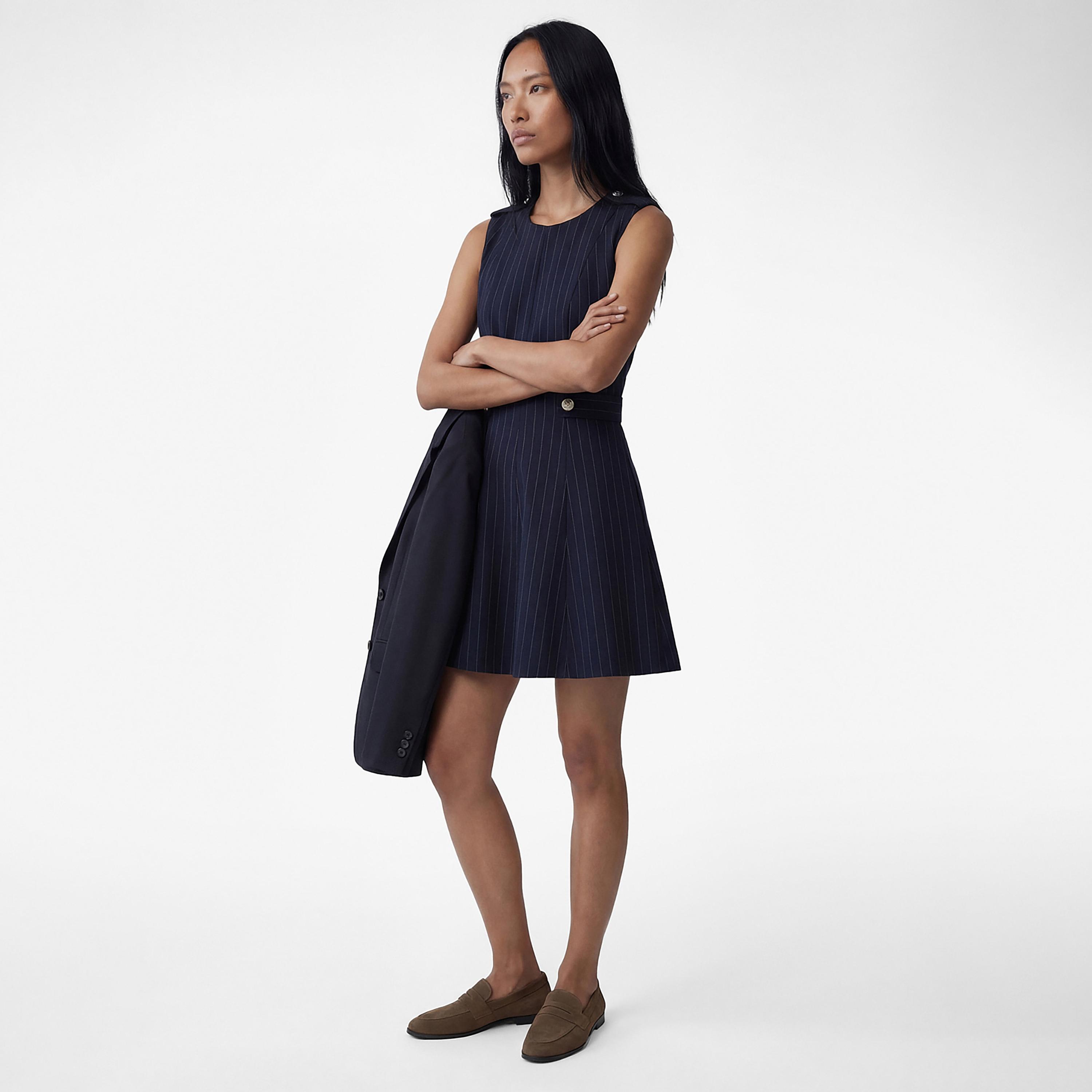 فستان ميني نسائي مخطط بلون أزرق داكن من كوتون-women-clothing-dresses-image-2