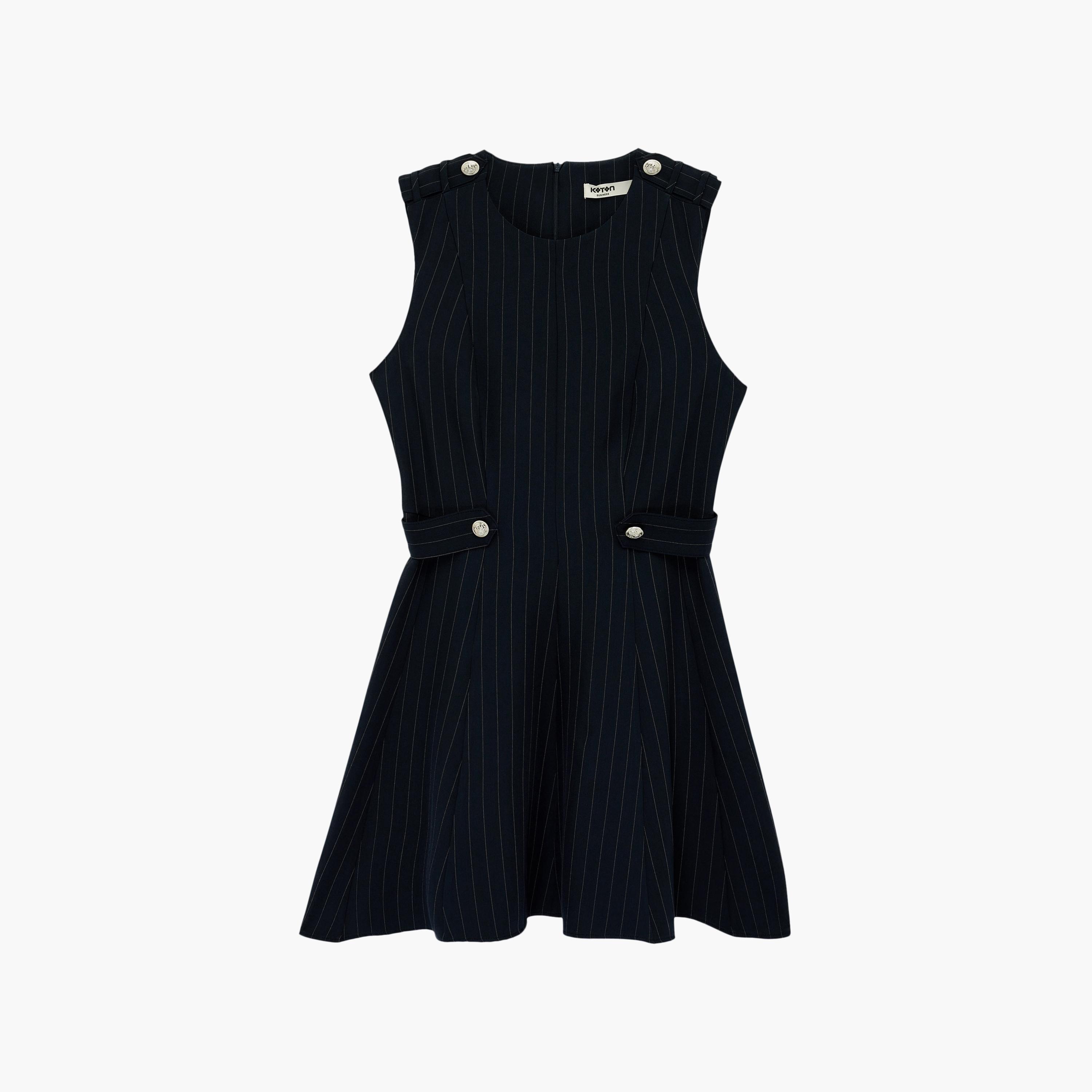 فستان ميني نسائي مخطط بلون أزرق داكن من كوتون-women-clothing-dresses-image-3