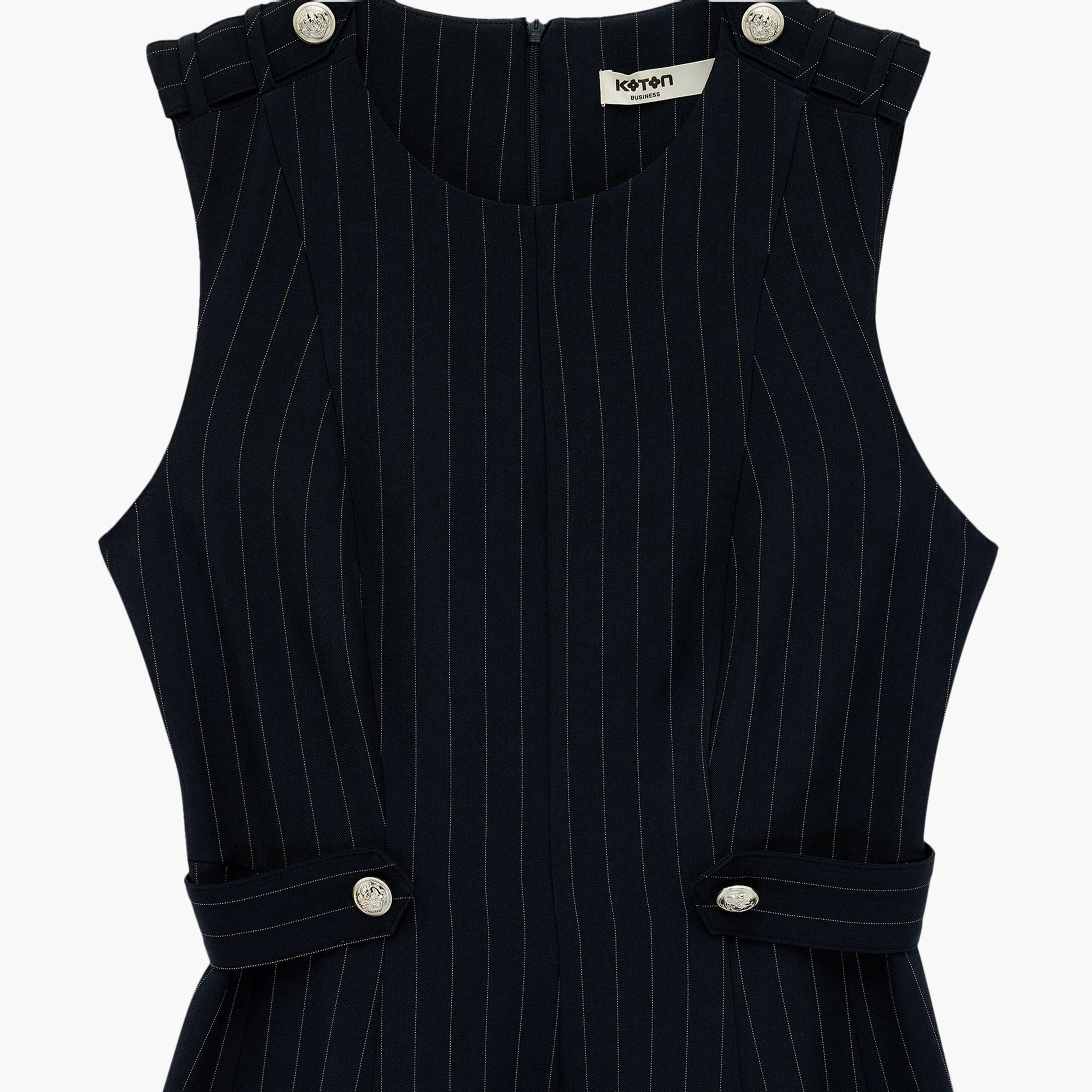فستان ميني نسائي مخطط بلون أزرق داكن من كوتون-women-clothing-dresses-image-5