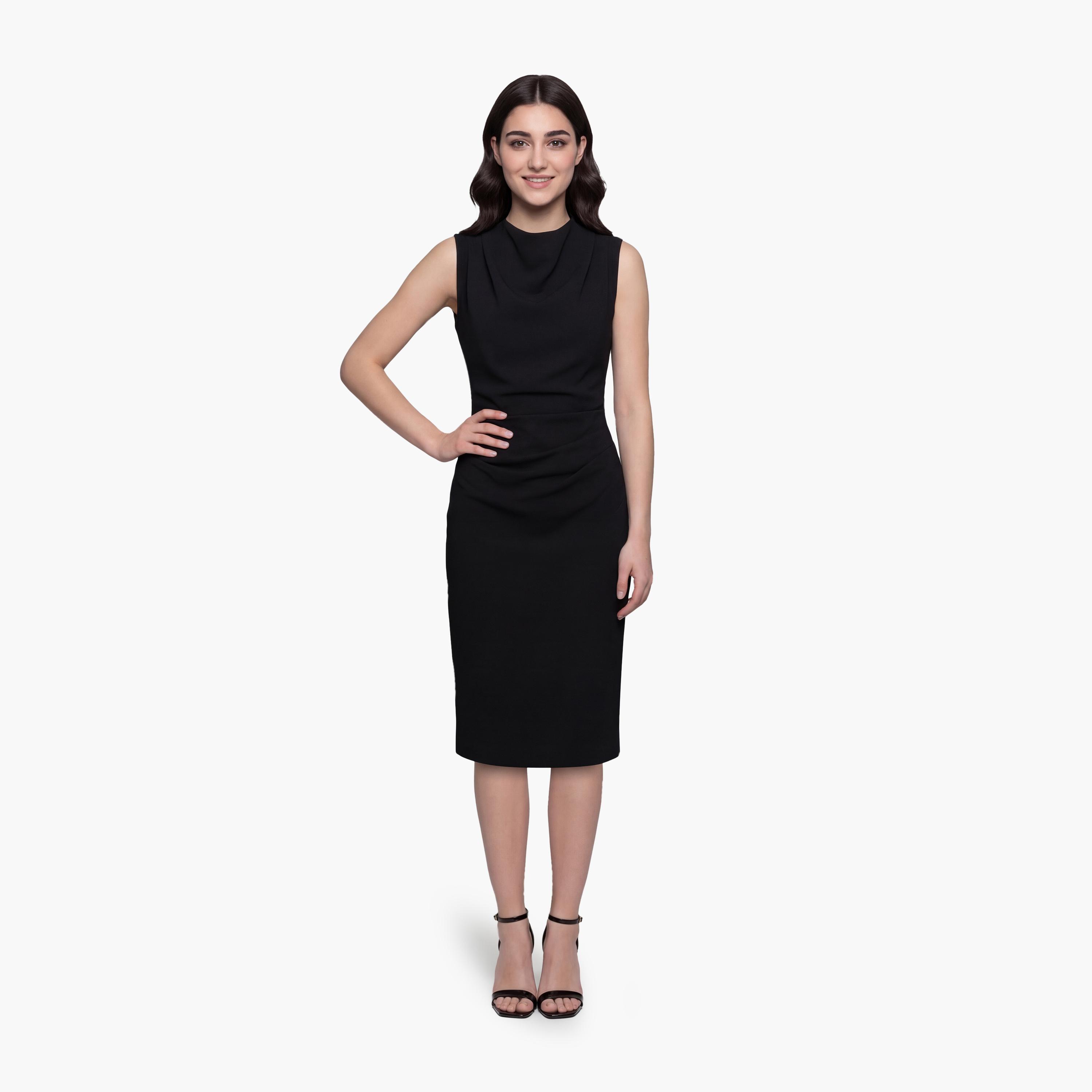 فستان ميدي نسائي "شيث" بياقة "موك نيك" عالية من كوتون-women-clothing-dresses-image-1
