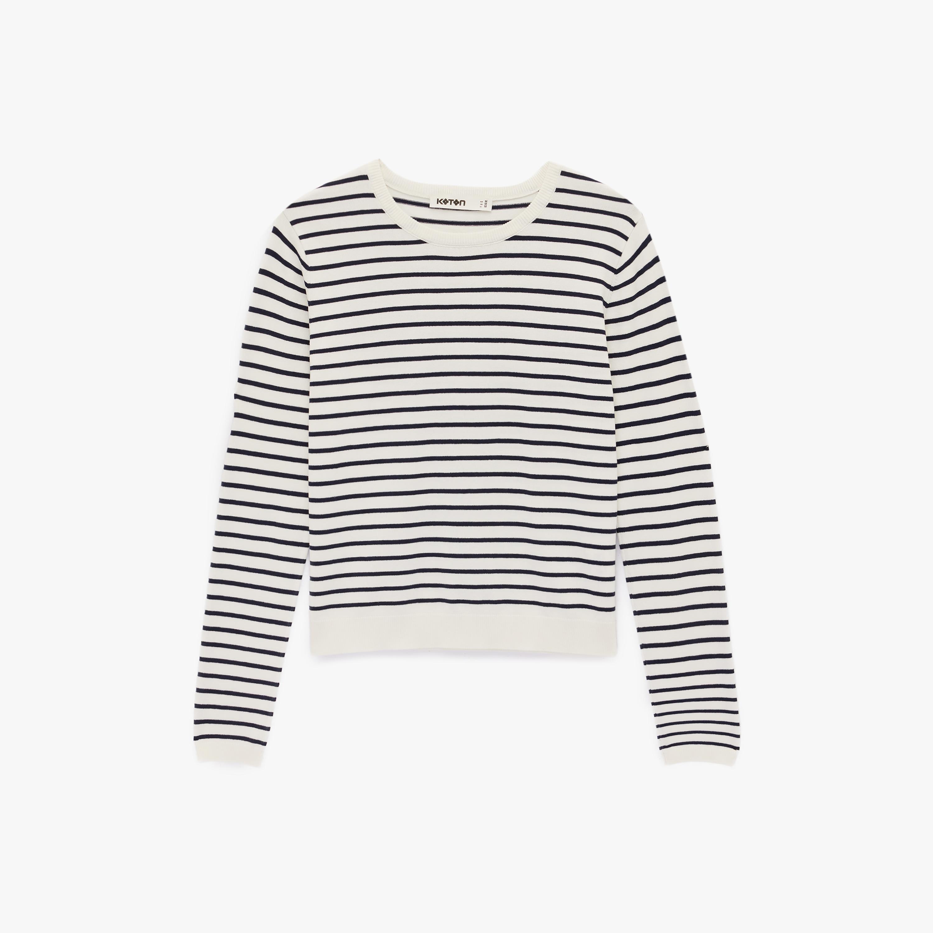 KOTON White Striped Women's Sweater-women-winterwear-cardigansandjumpers-jumpers-image-3