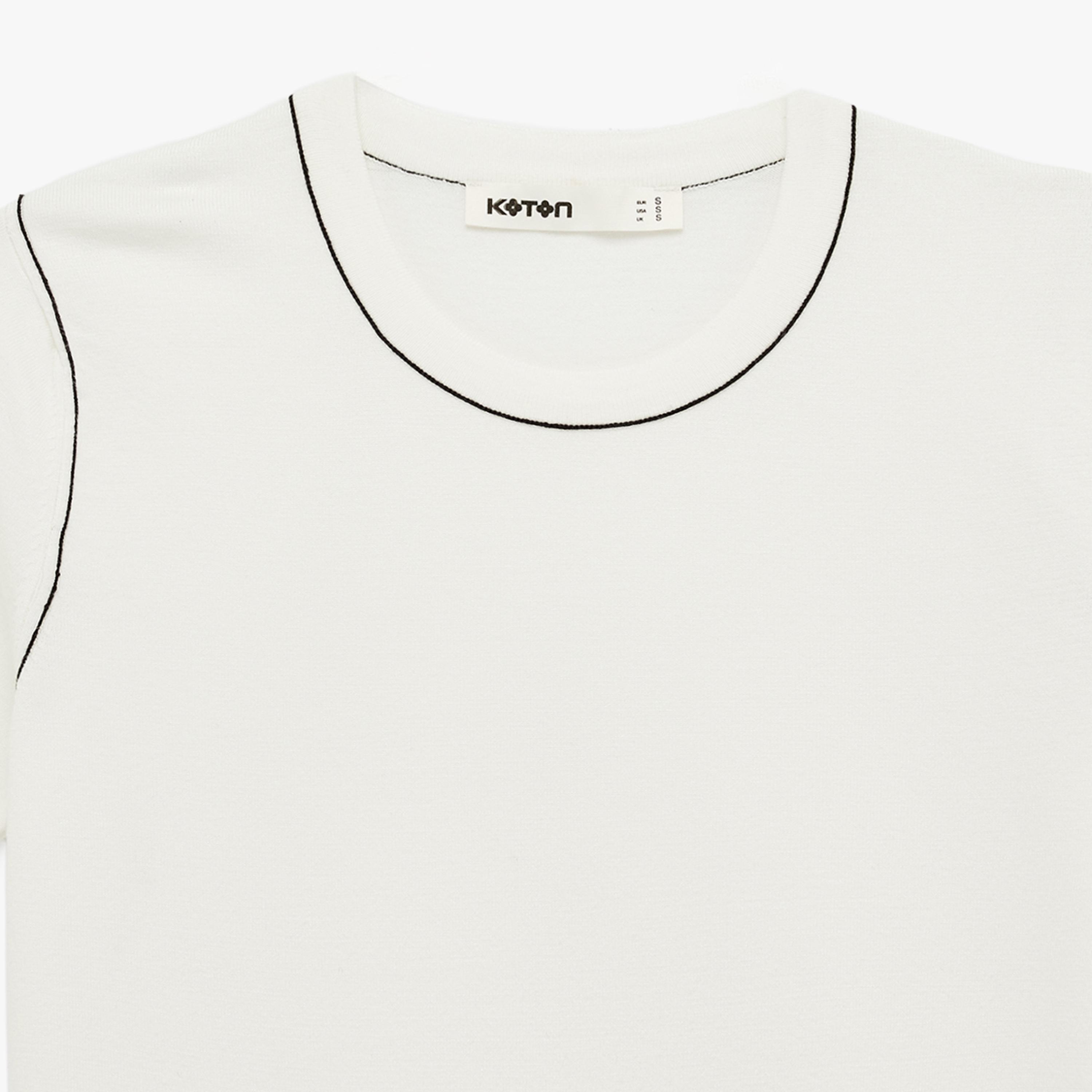 KOTON White Stripe Detailed Women's Sweater-women-clothing-cardigansandjumpers-jumpers-image-5