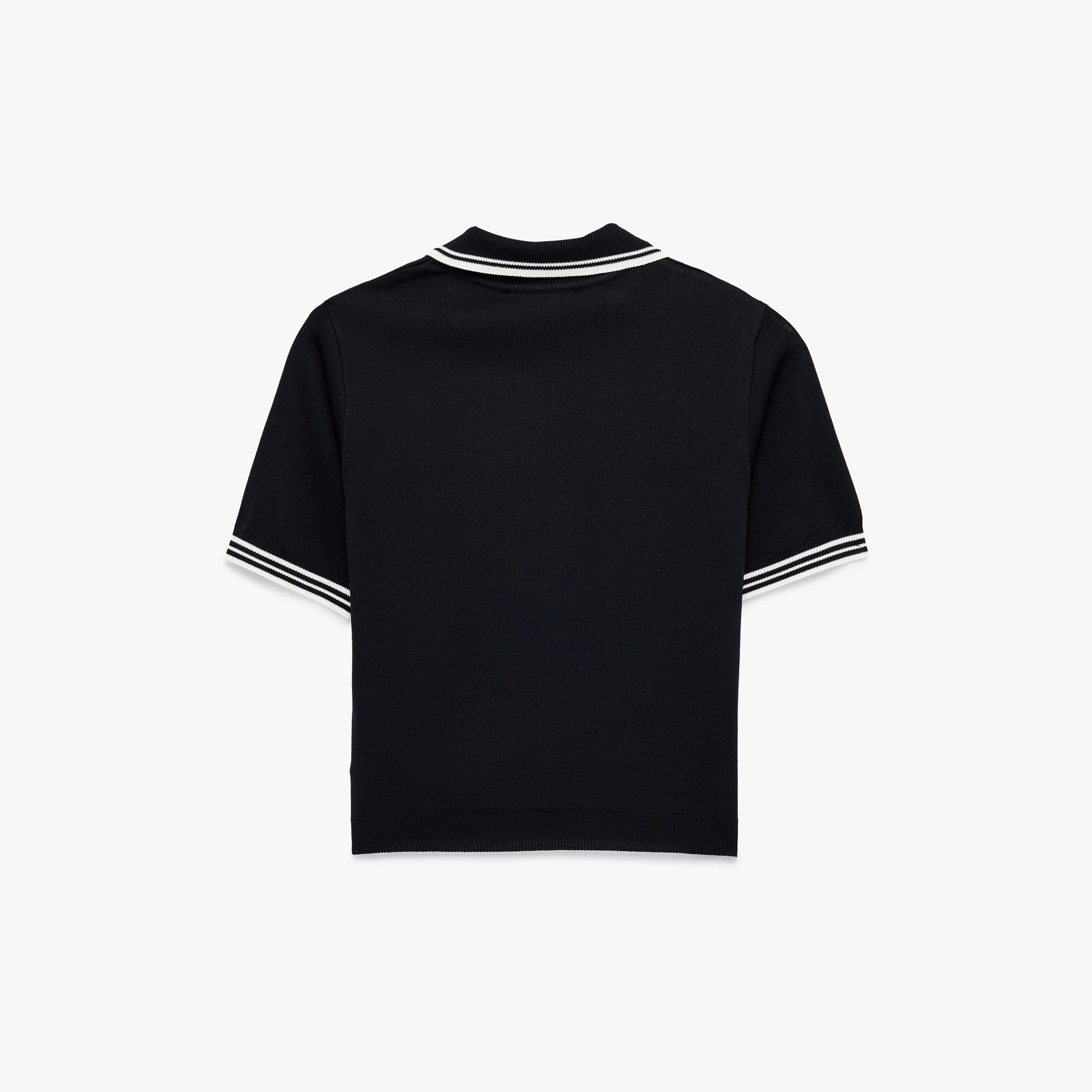تيشيرت بولو محبوك بياقة وتفاصيل خطوط للنساء من كوتون-women-clothing-tshirts-image-4