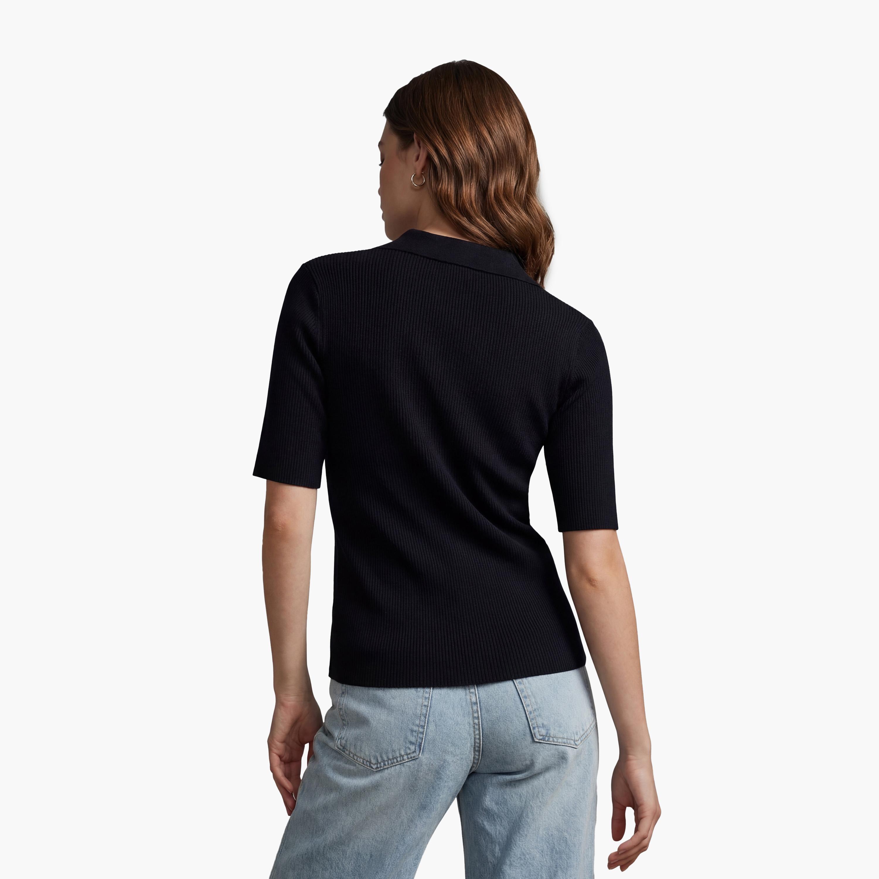 تيشيرت بولو محبوك بياقة "جوني" مضلعة للنساء من كوتون-women-clothing-tshirts-image-4