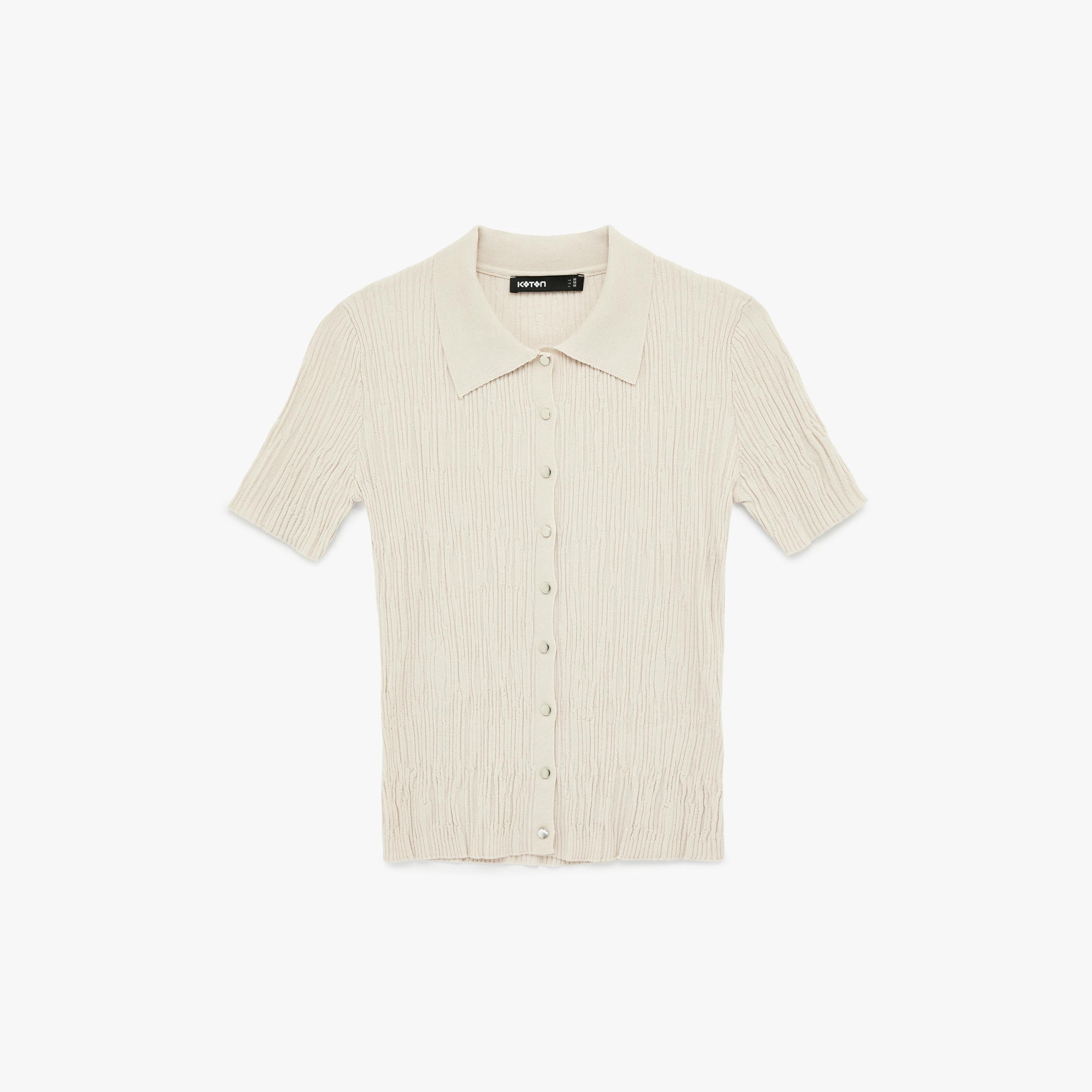 قميص محبوك بياقة وقماش بارز للنساء من كوتون-women-clothing-shirtsandblouses-shirts-image-3