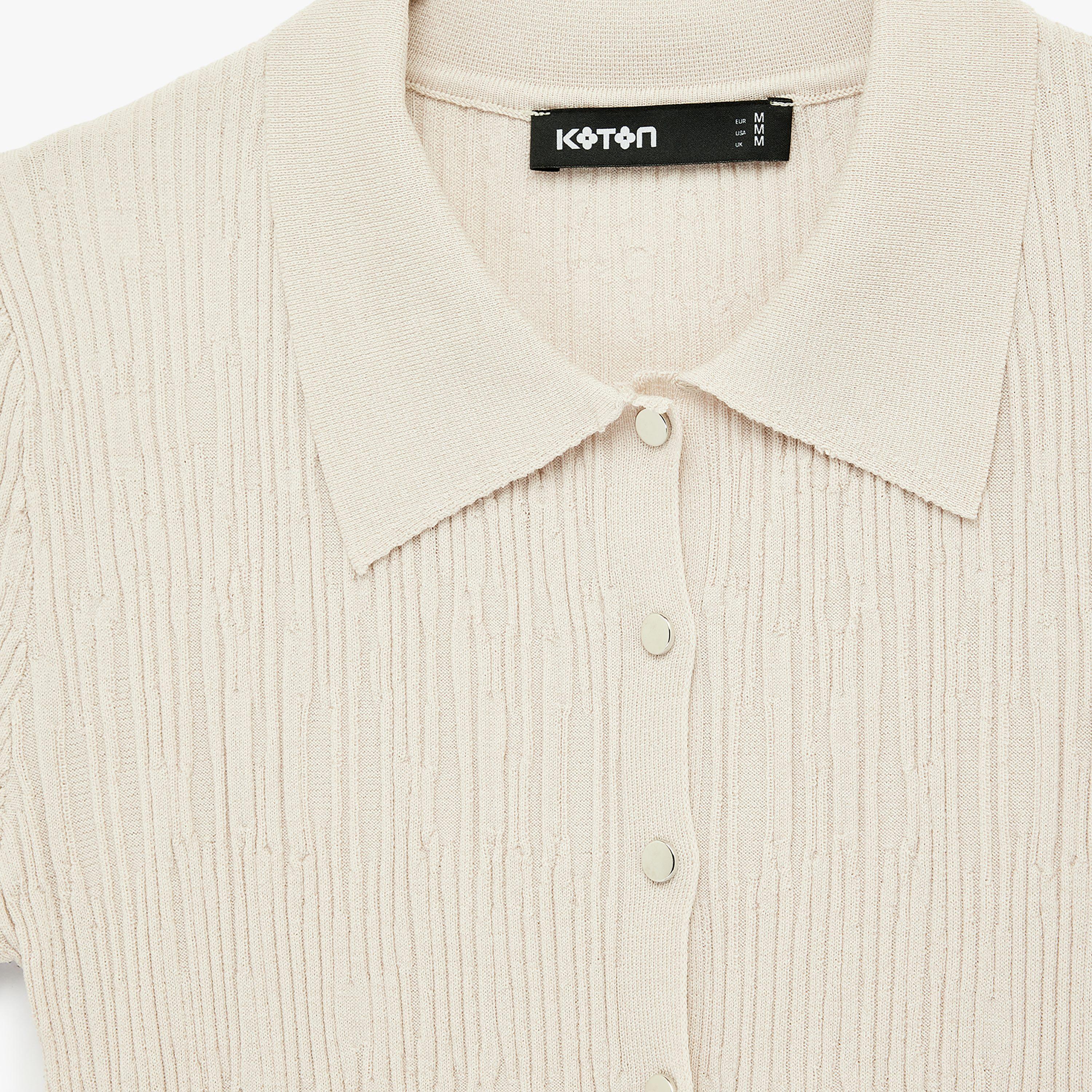 قميص محبوك بياقة وقماش بارز للنساء من كوتون-women-clothing-shirtsandblouses-shirts-image-5