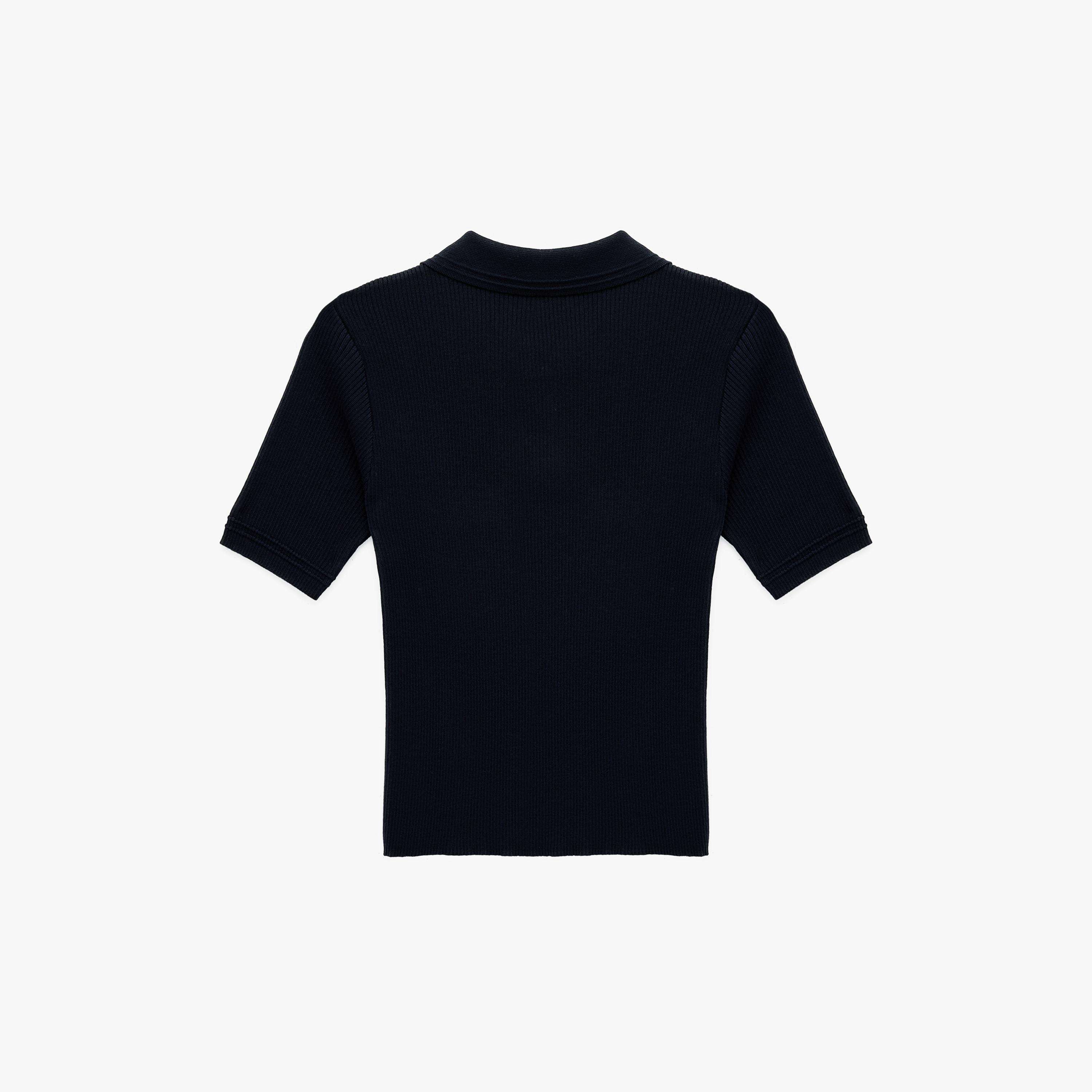 تيشيرت بولو محبوك بياقة مضلعة للنساء من كوتون-women-clothing-tshirts-image-4