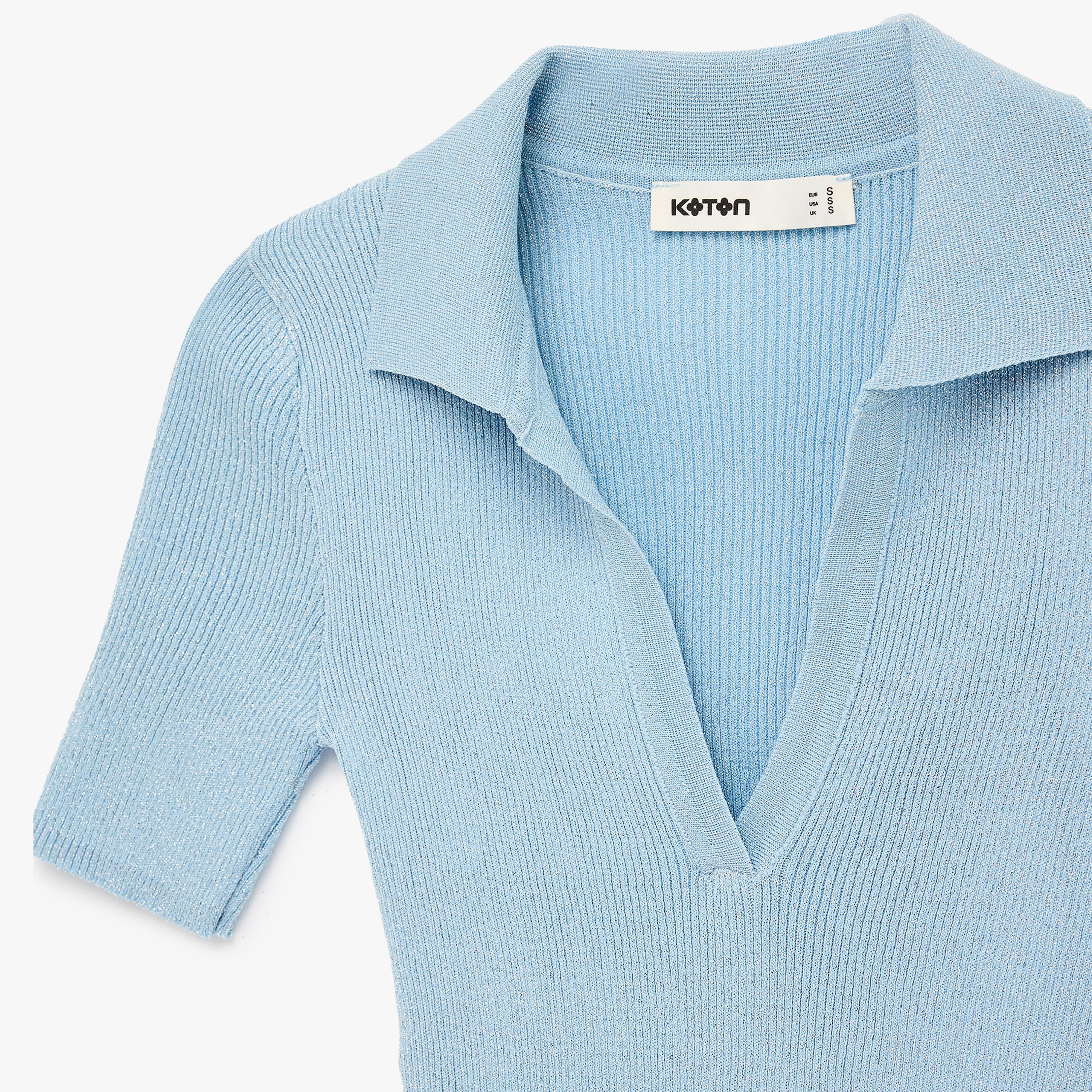 تيشيرت بولو محبوك بياقة "جوني" مضلعة للنساء من كوتون-women-clothing-tshirts-image-5