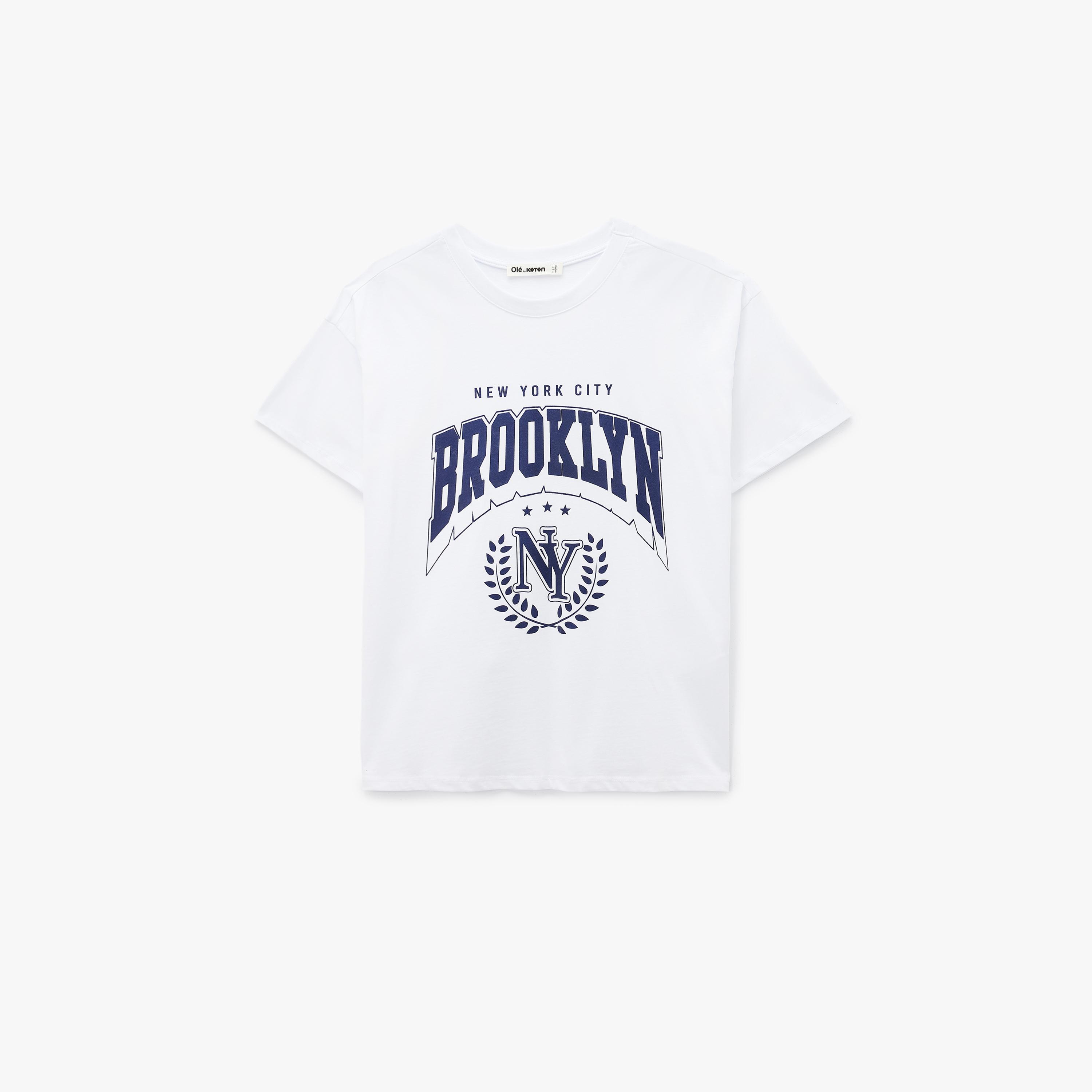 KOTON White Text-Print Cotton Women's T-Shirt-women-clothing-tshirts-image-4