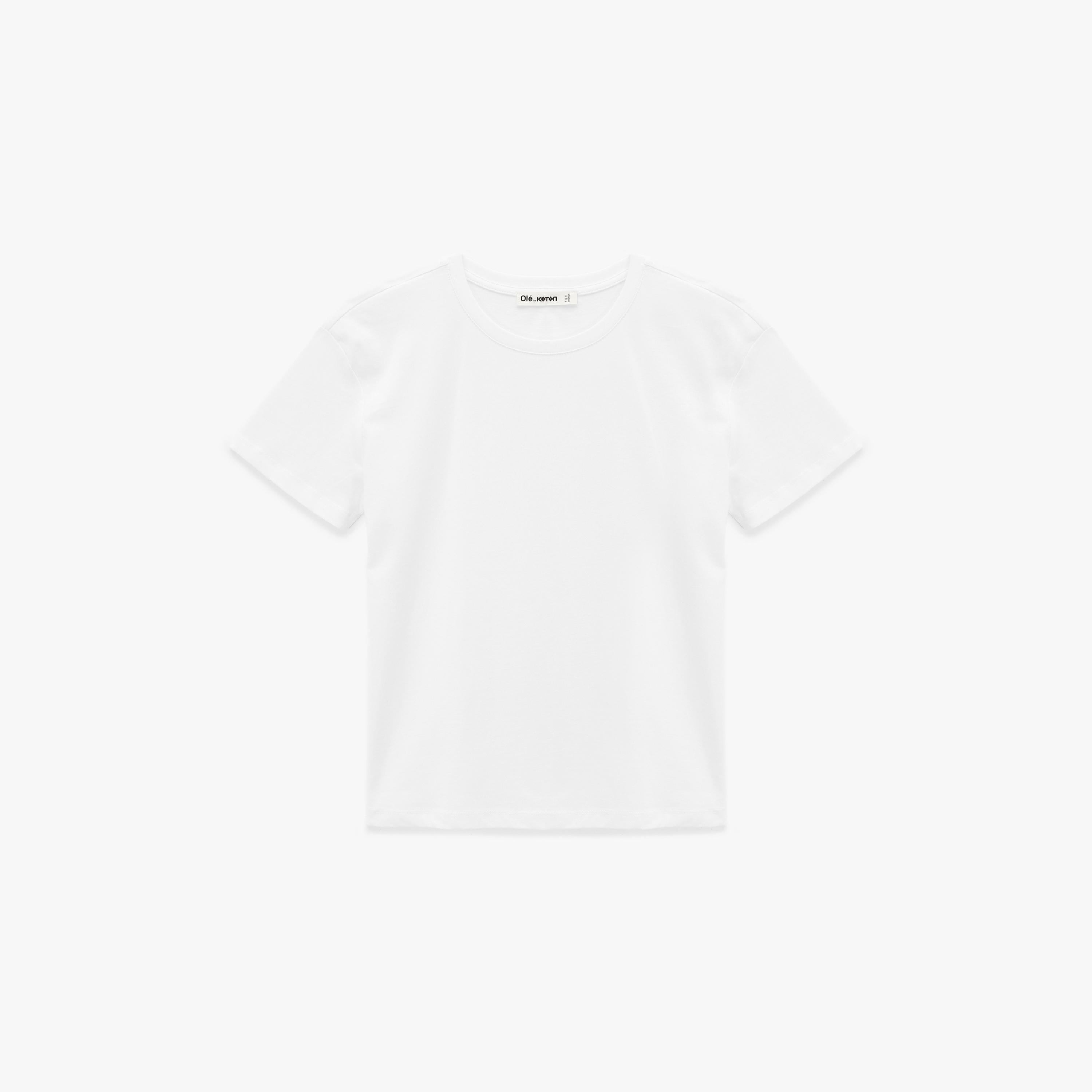 KOTON White Cotton Women's T-Shirt-women-clothing-tshirts-image-3