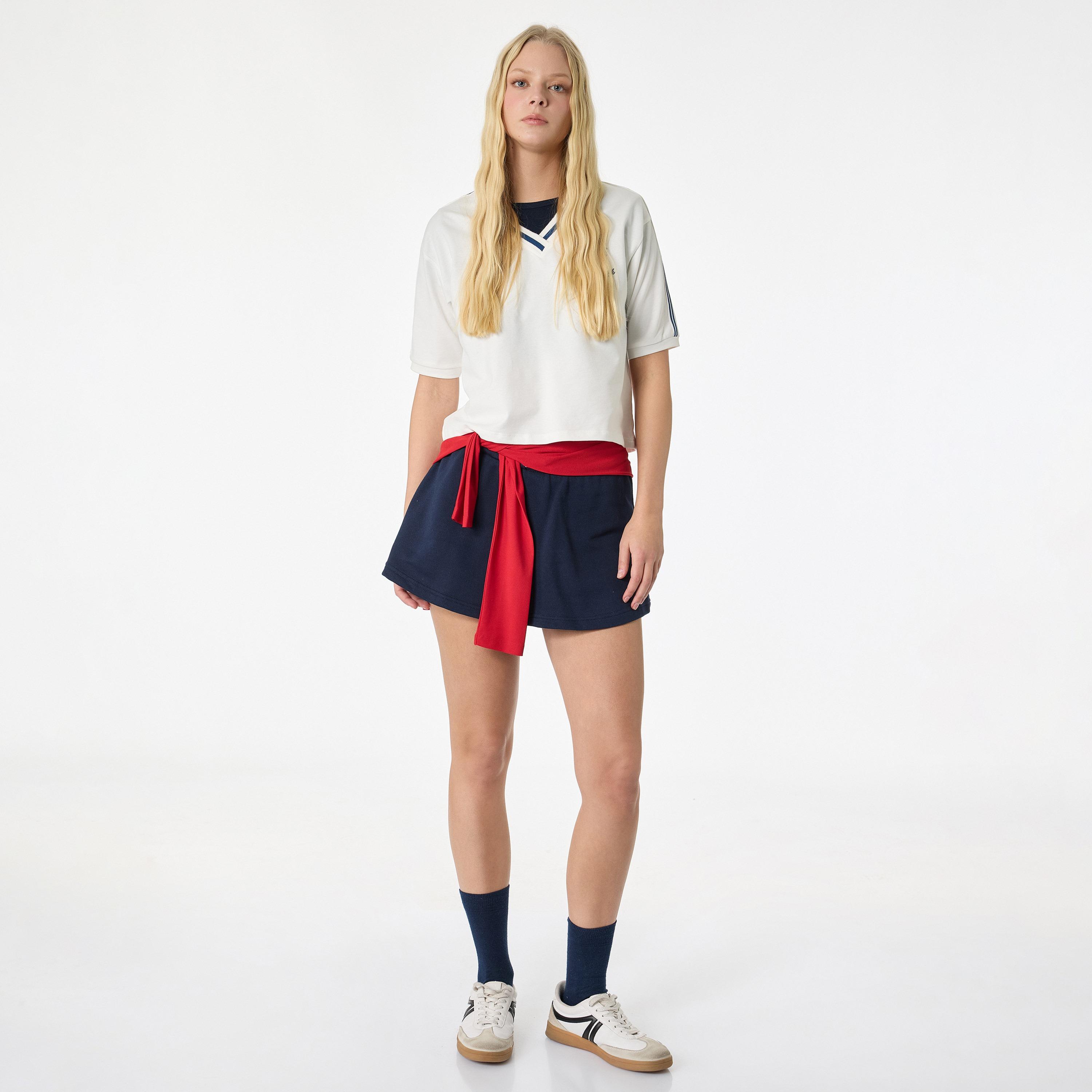 KOTON White Embroidered Collared Women's Polo T-Shirt-women-clothing-tshirts-image-2
