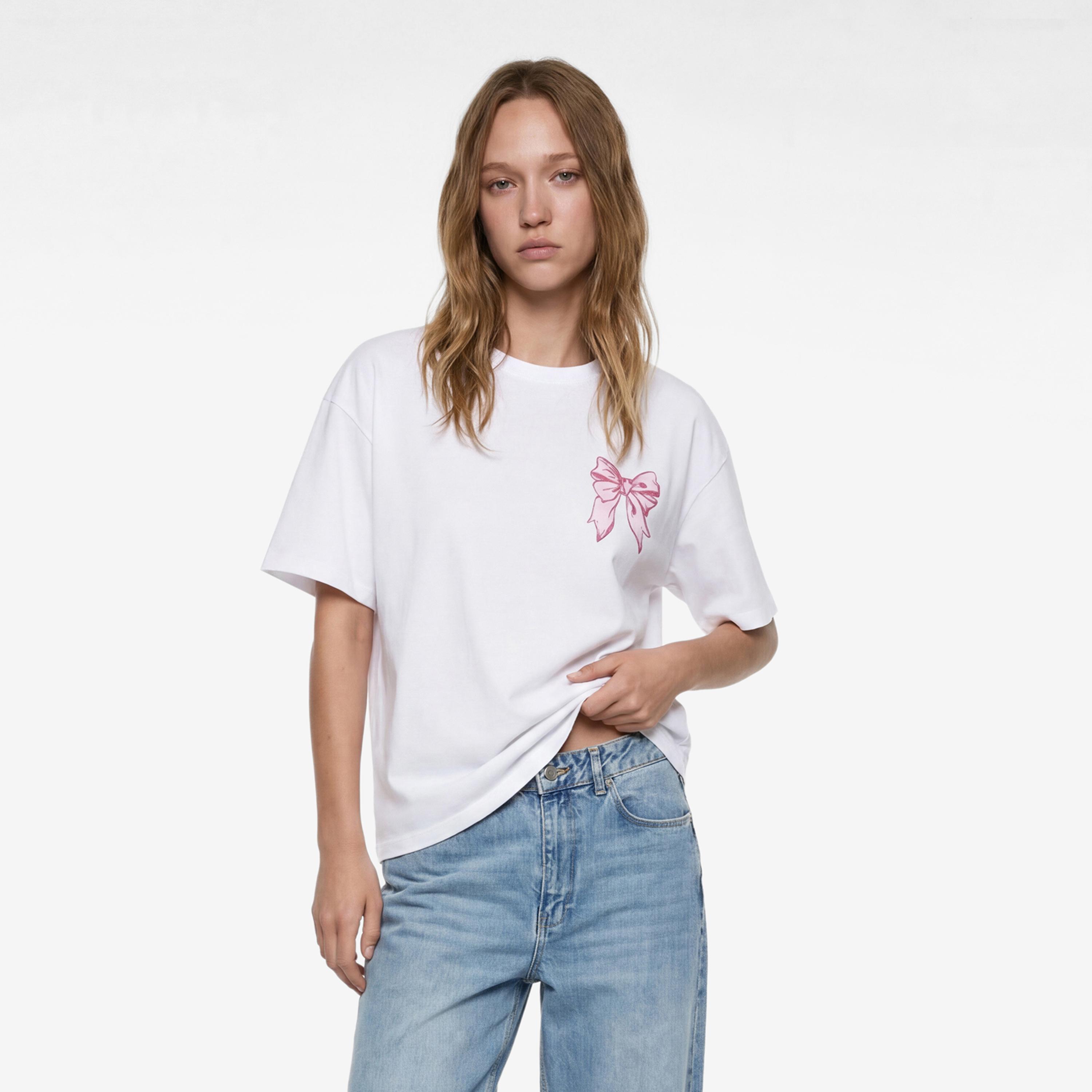 KOTON White Text-Print Cotton Women's T-Shirt-women-clothing-tshirts-image-1
