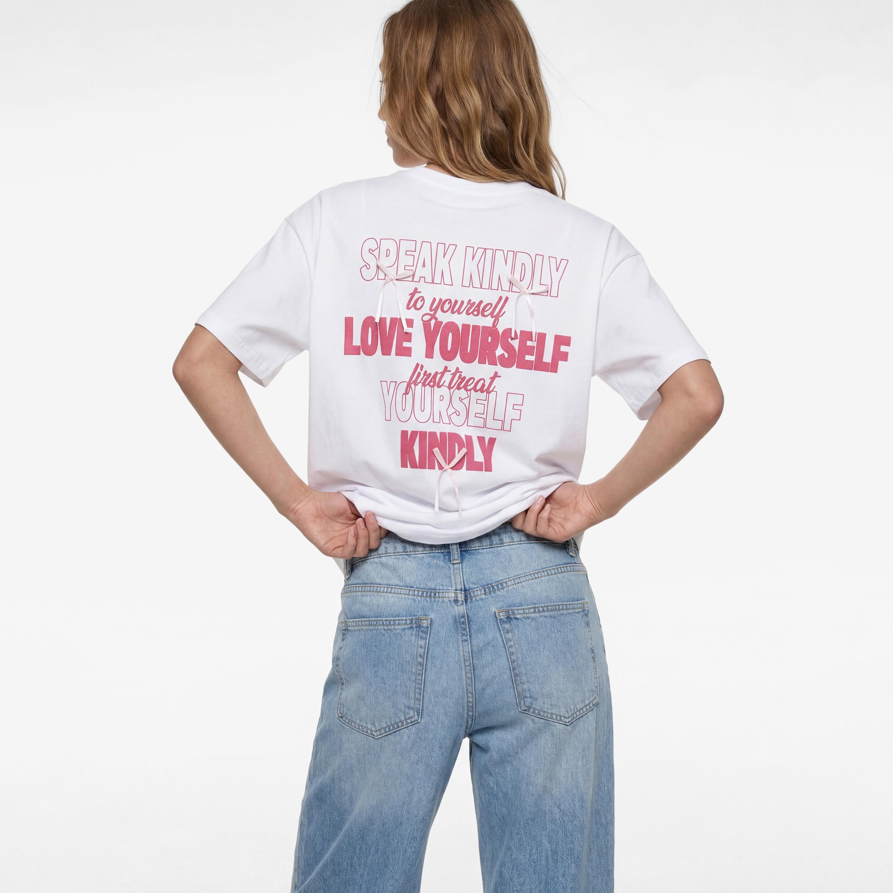 KOTON White Text-Print Cotton Women's T-Shirt-women-clothing-tshirts-image-3