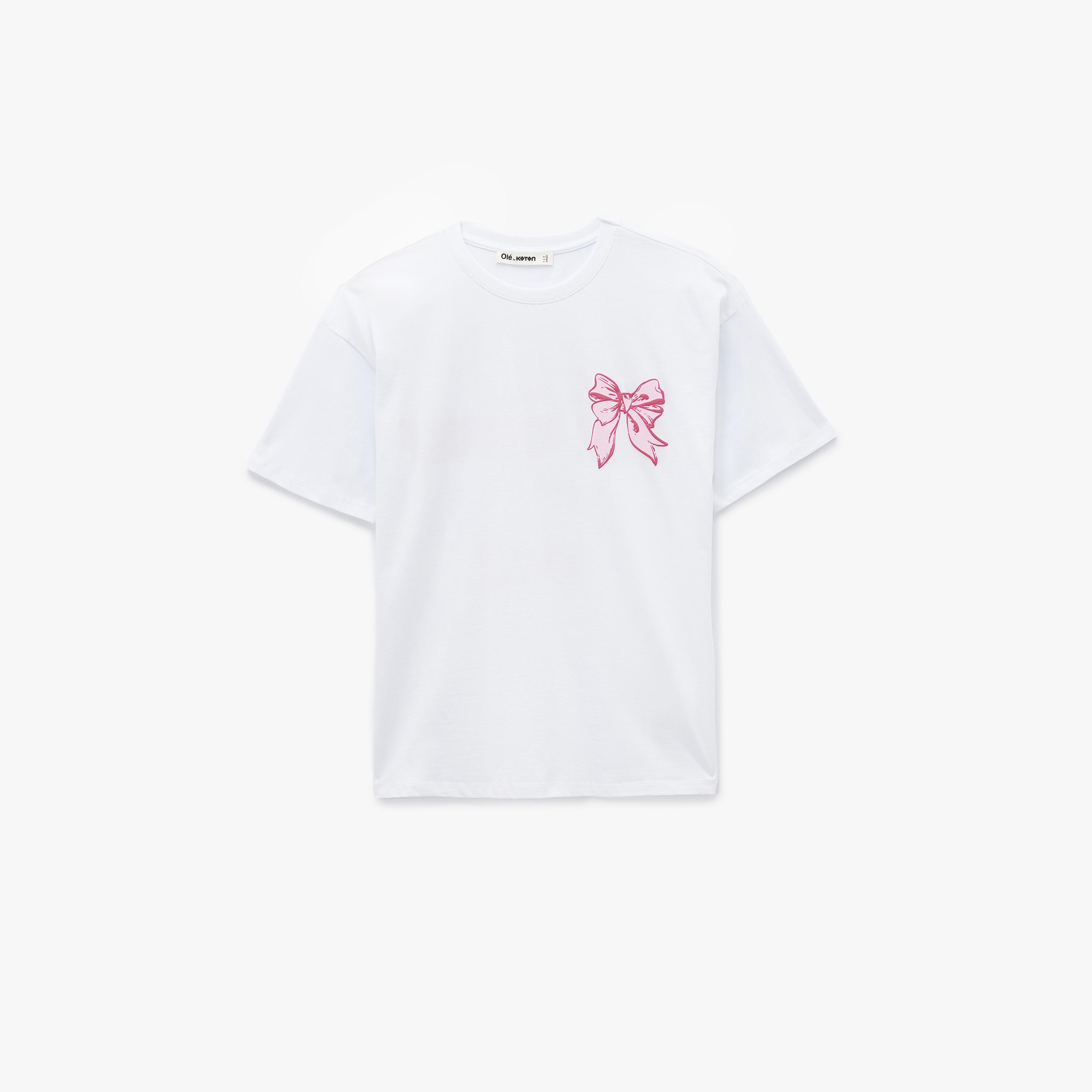 KOTON White Text-Print Cotton Women's T-Shirt-women-clothing-tshirts-image-4