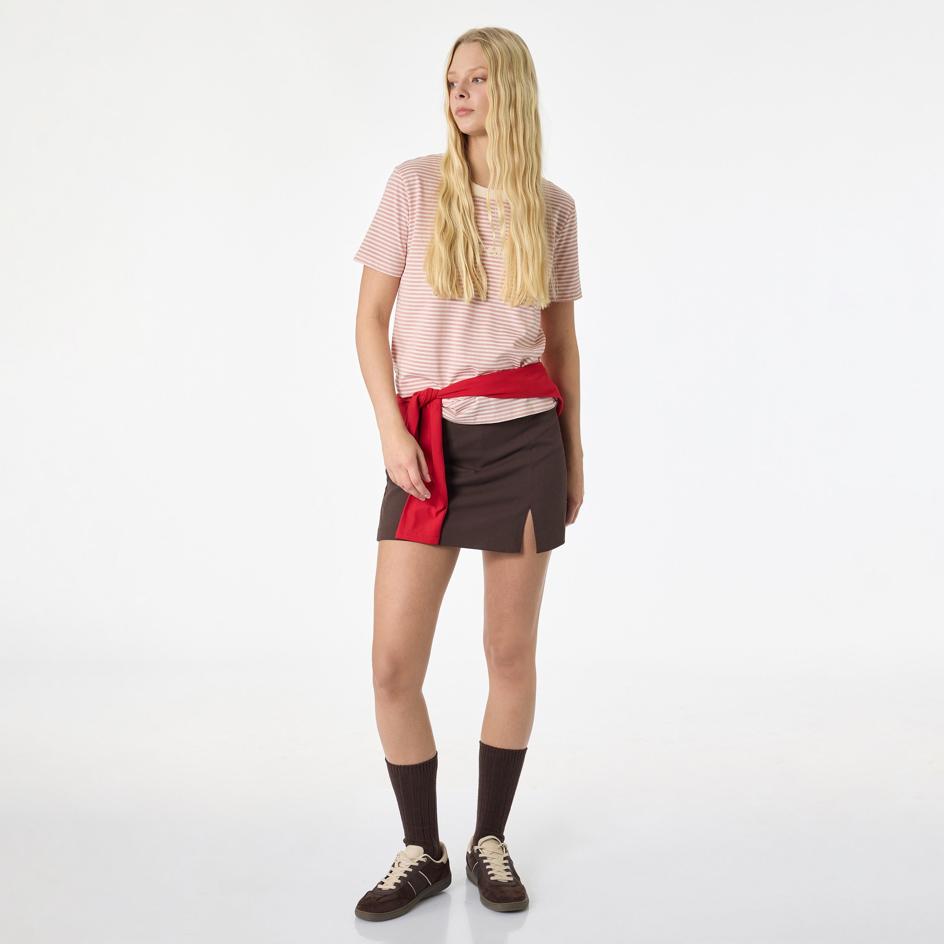 KOTON Pink Striped Women's T-Shirt-women-clothing-tshirts-image-2