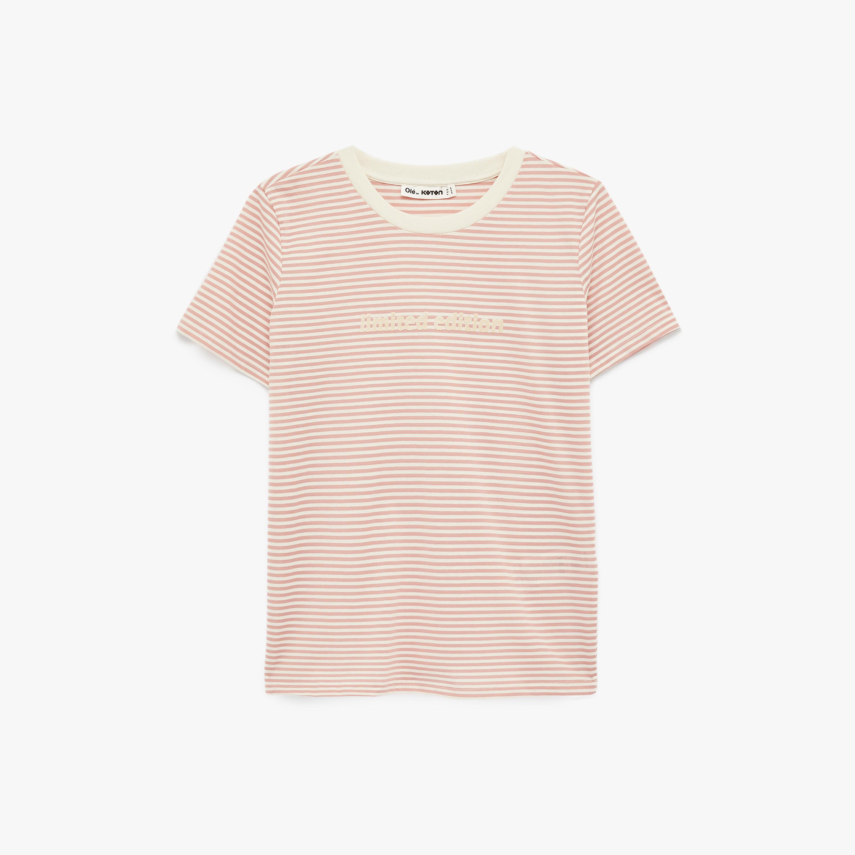 KOTON Pink Striped Women's T-Shirt-women-clothing-tshirts-image-3