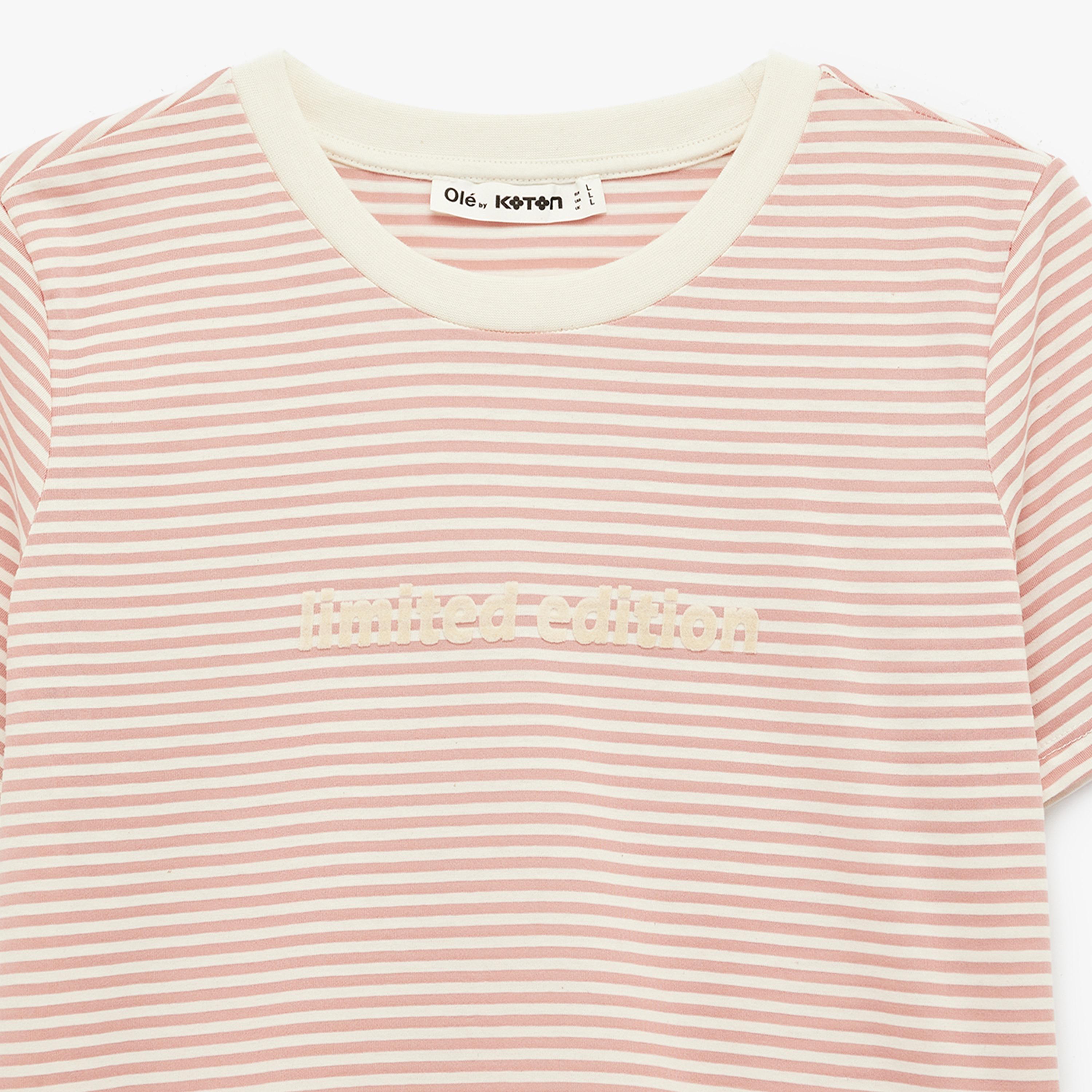 KOTON Pink Striped Women's T-Shirt-women-clothing-tshirts-image-5