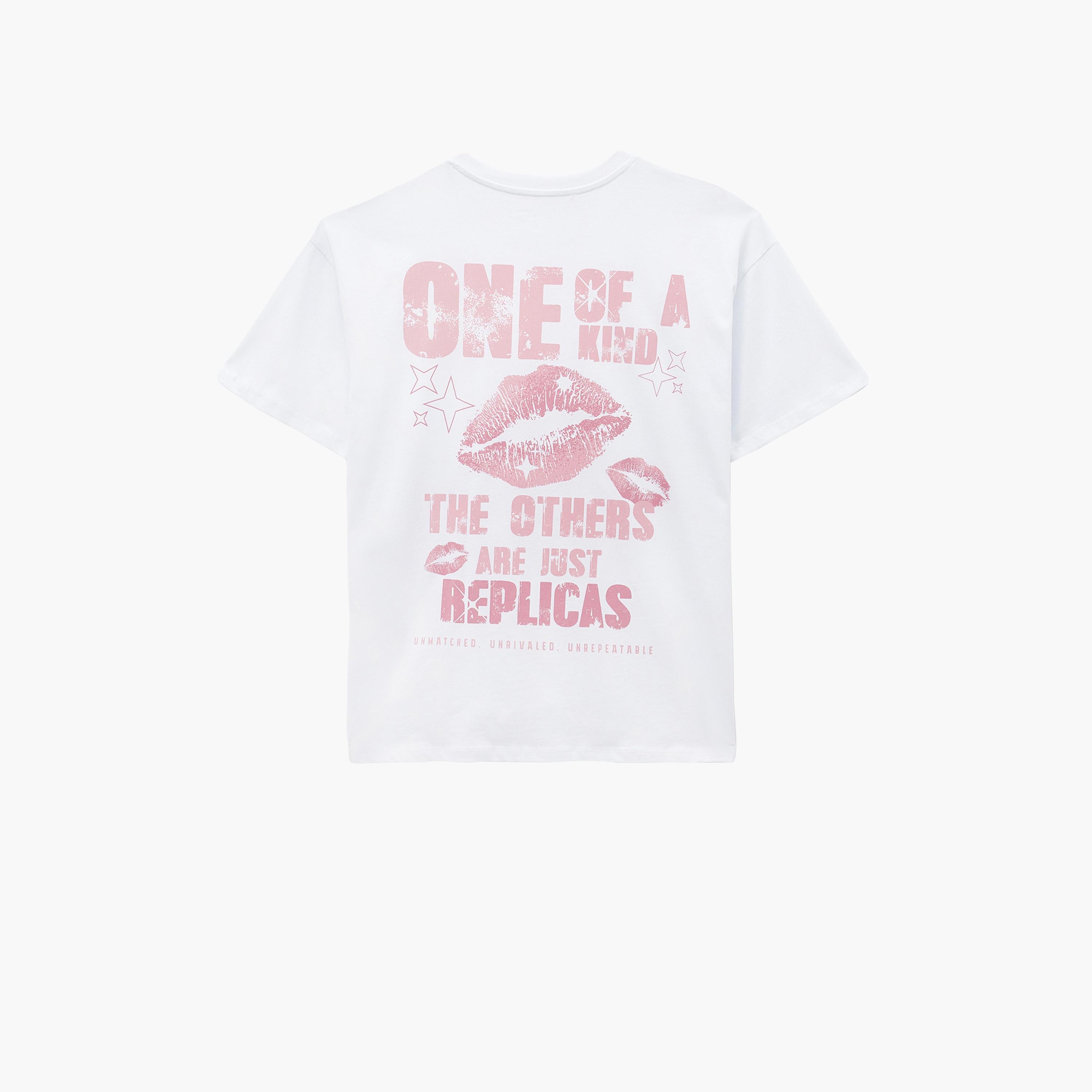 KOTON White Text-Print Cotton Women's T-Shirt-women-clothing-tshirts-image-7