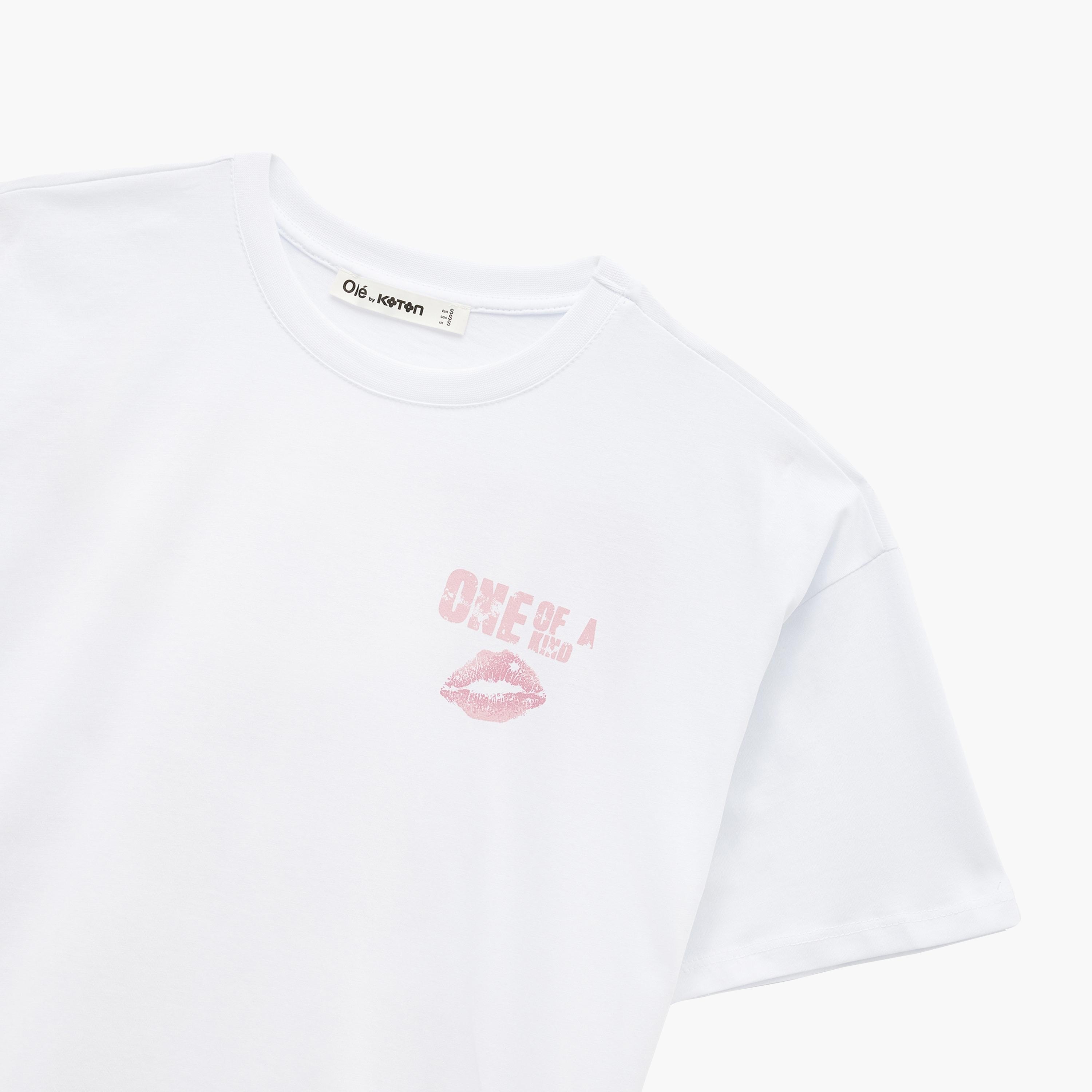 KOTON White Text-Print Cotton Women's T-Shirt-women-clothing-tshirts-image-8