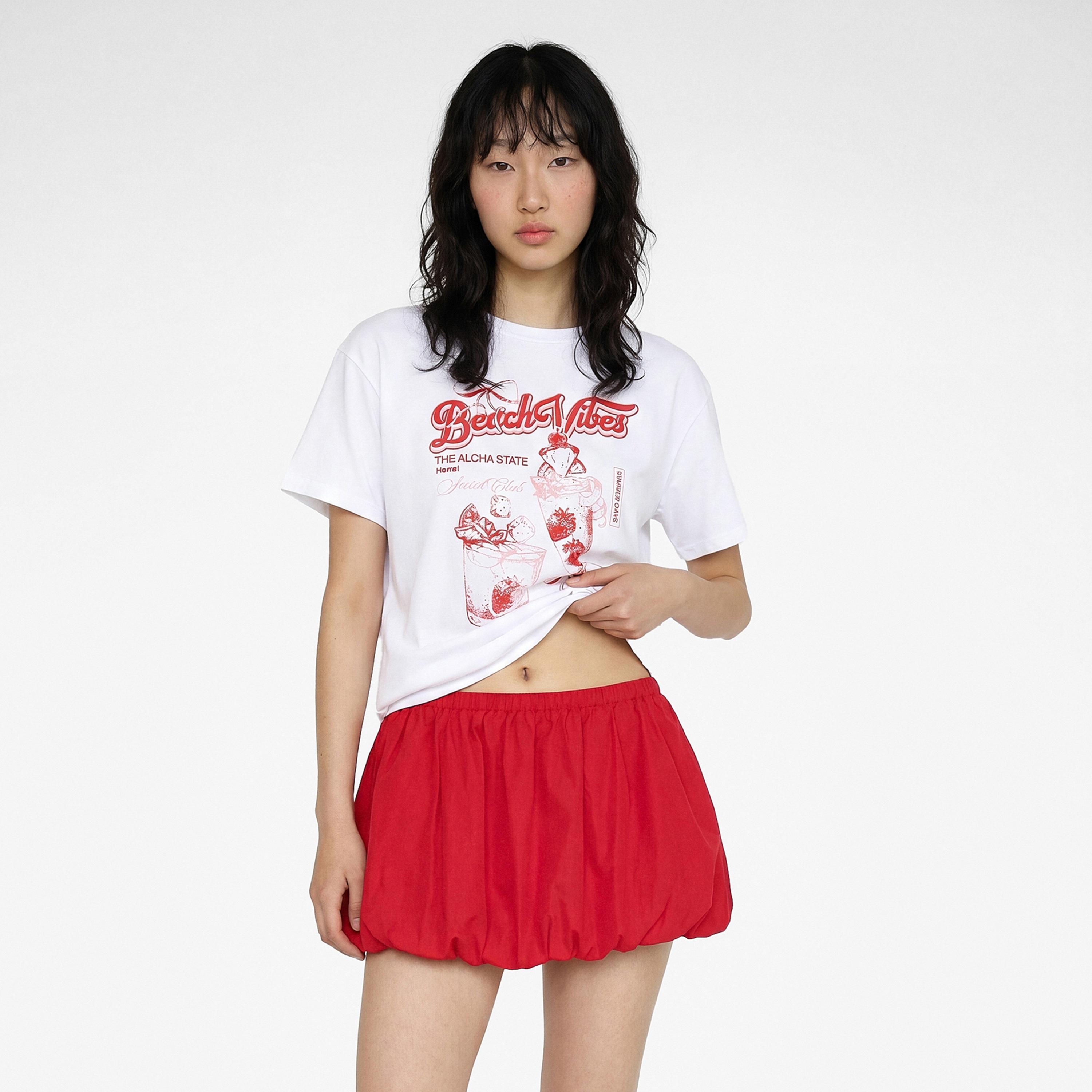 KOTON White Graphic Print Cotton Women's T-Shirt-women-clothing-tshirts-image-1
