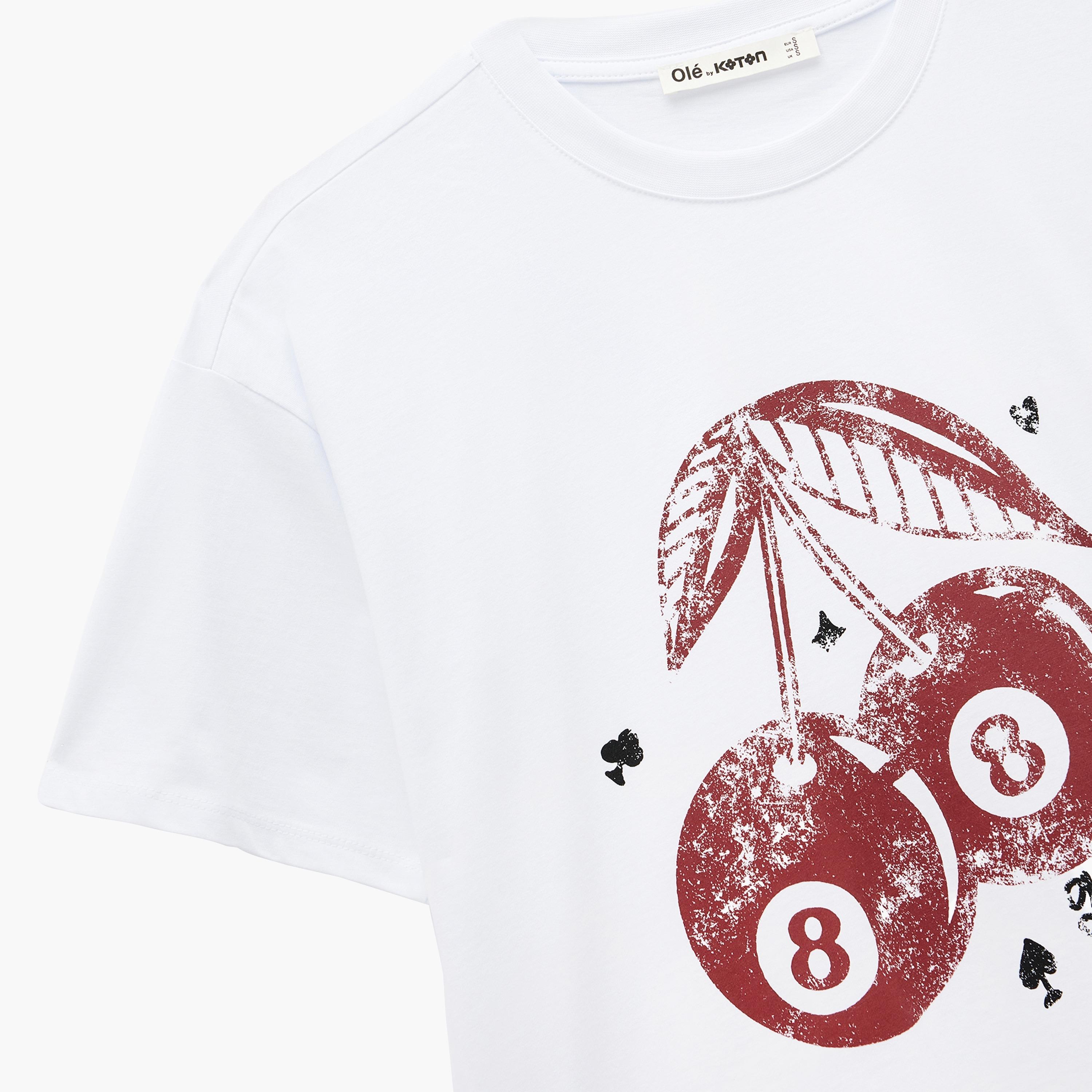 KOTON White Graphic Print Cotton Women's T-Shirt-women-clothing-tshirts-image-8