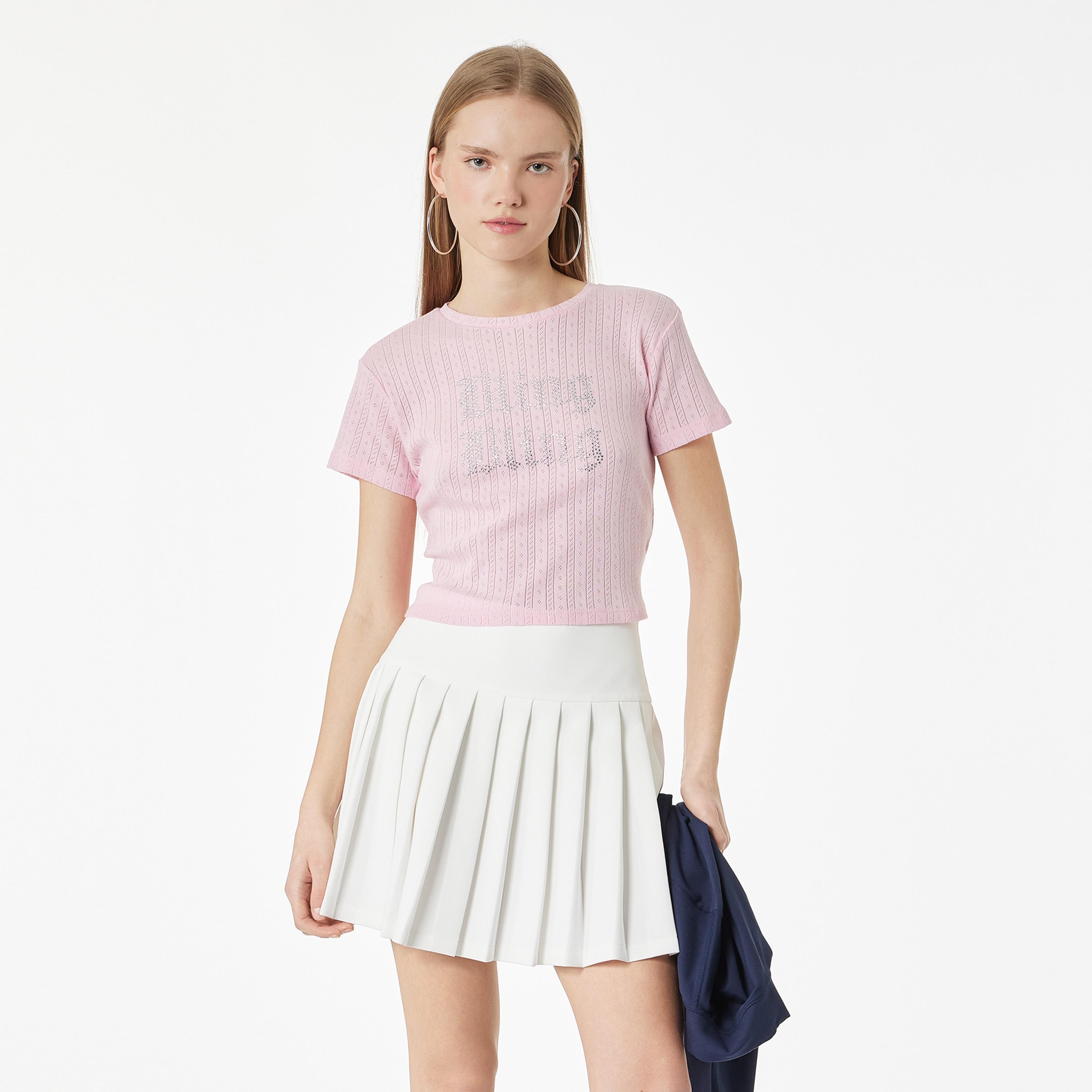 KOTON Pink Hotfix Stone Patterned Cotton Women's Top-women-clothing-shirtsandblouses-blouses-image-1