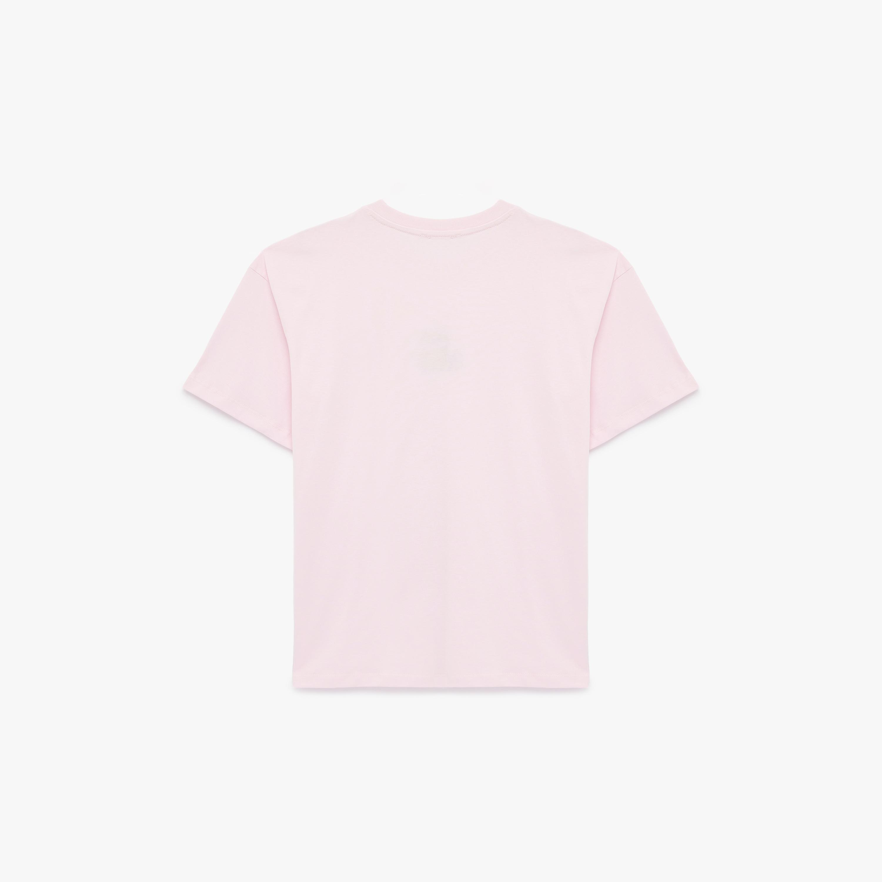 تيشيرت قطني نسائي بطبعة "غرافيك" لقطة بلون وردي من كوتون-women-clothing-tshirts-image-5