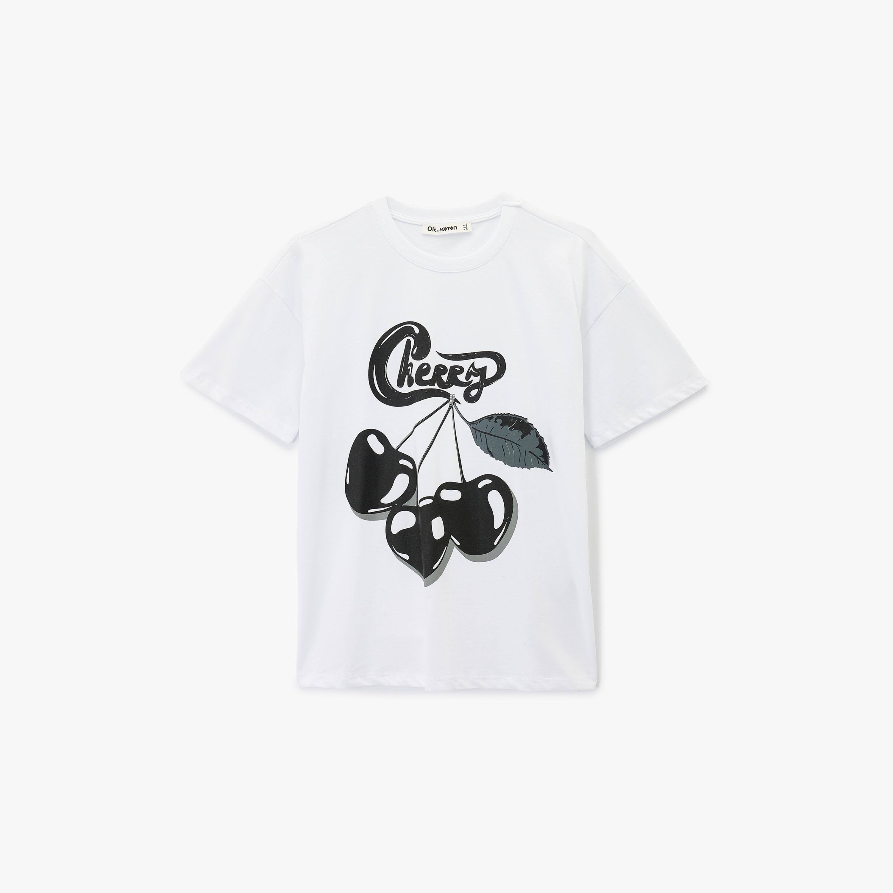 تيشيرت قطني نسائي بطبعة "غرافيك" الكرز بلون أبيض من كوتون-women-clothing-tshirts-image-3