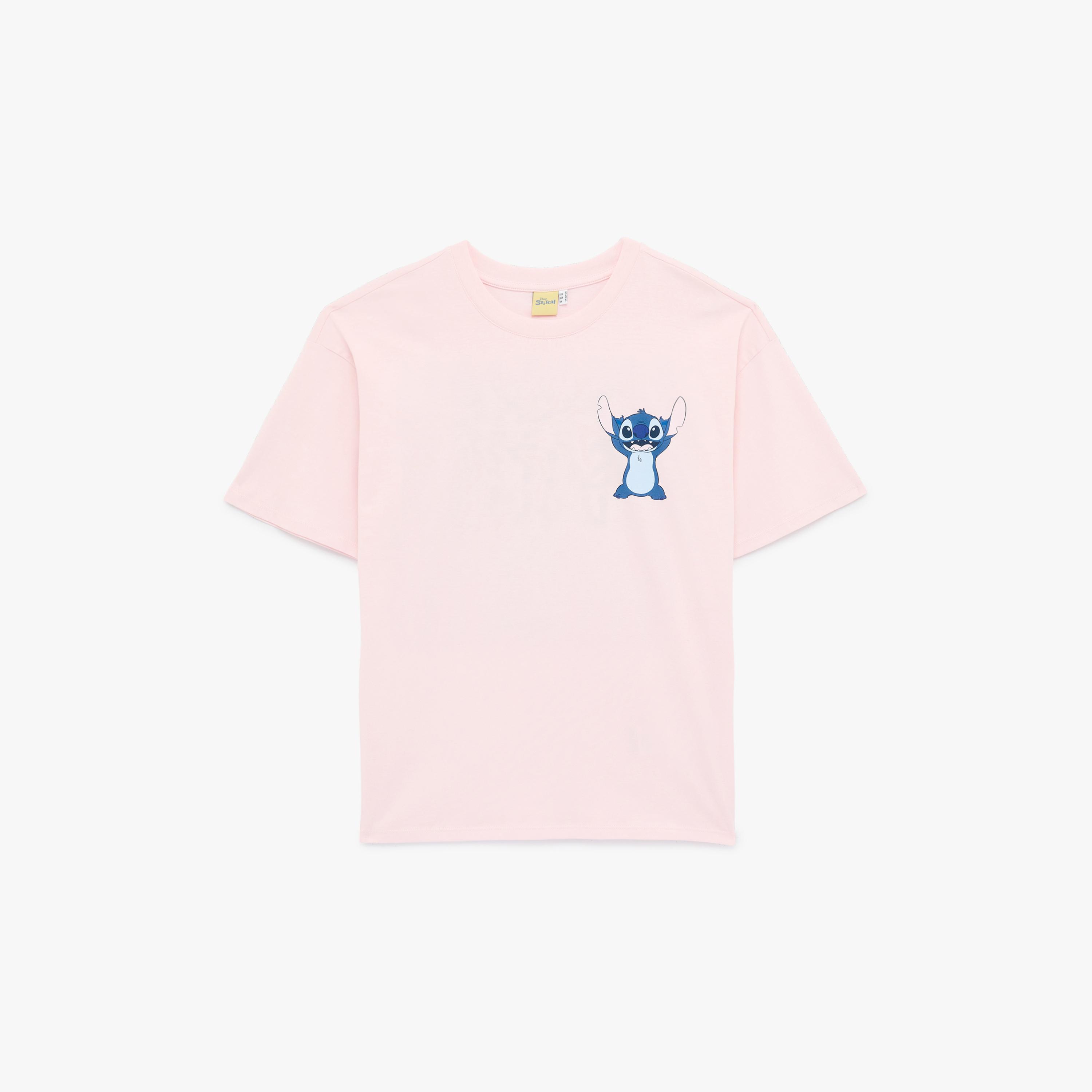 تيشيرت قطني نسائي بطبعة "غرافيك ستيتش" بلون وردي من كوتون-women-clothing-tshirts-image-4
