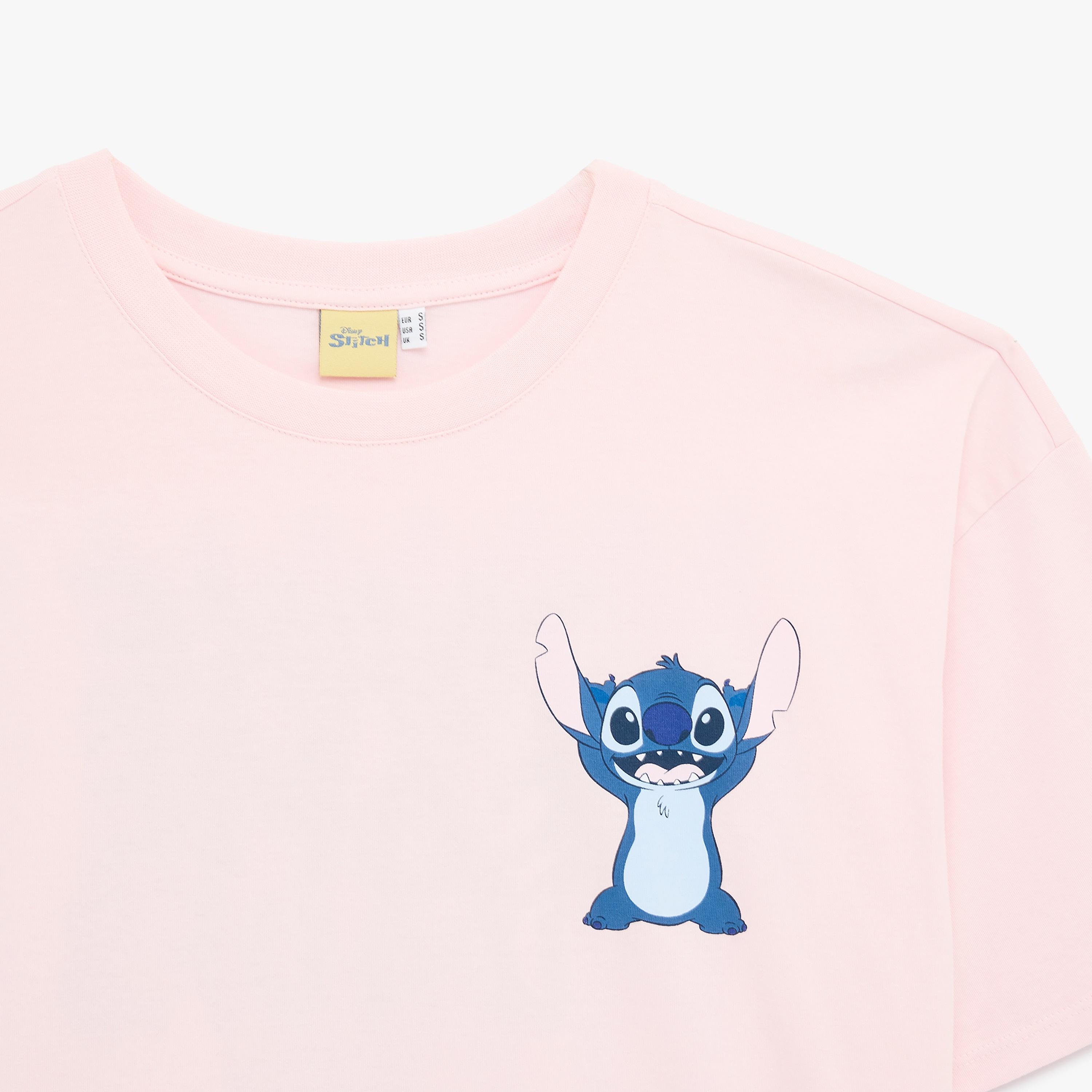تيشيرت قطني نسائي بطبعة "غرافيك ستيتش" بلون وردي من كوتون-women-clothing-tshirts-image-6