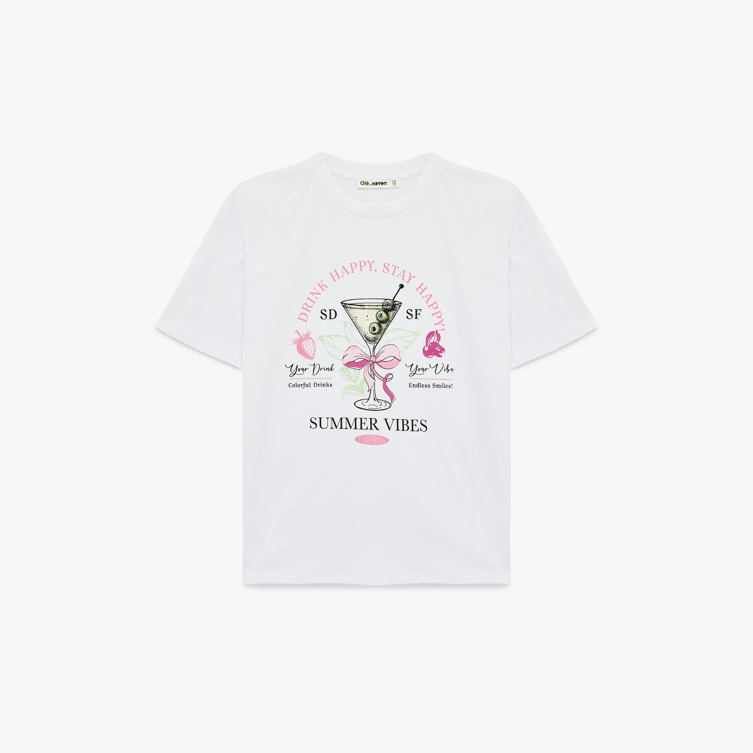 تيشيرت قطني نسائي بطبعة "غرافيك" لمشروب بلون أبيض من كوتون-women-clothing-tshirts-image-4