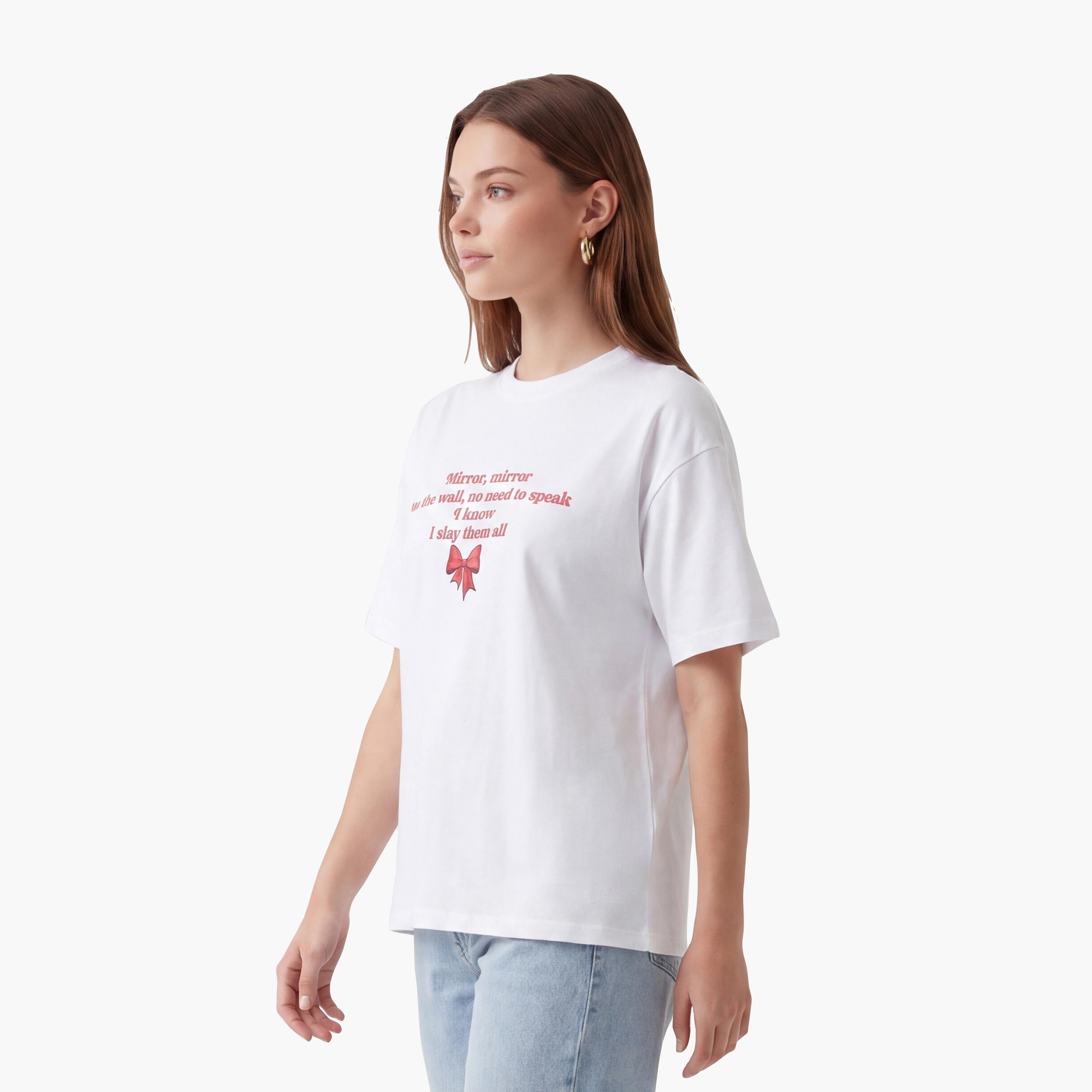 KOTON White Typographic Text Cotton Women's T-Shirt-women-clothing-tshirts-image-3