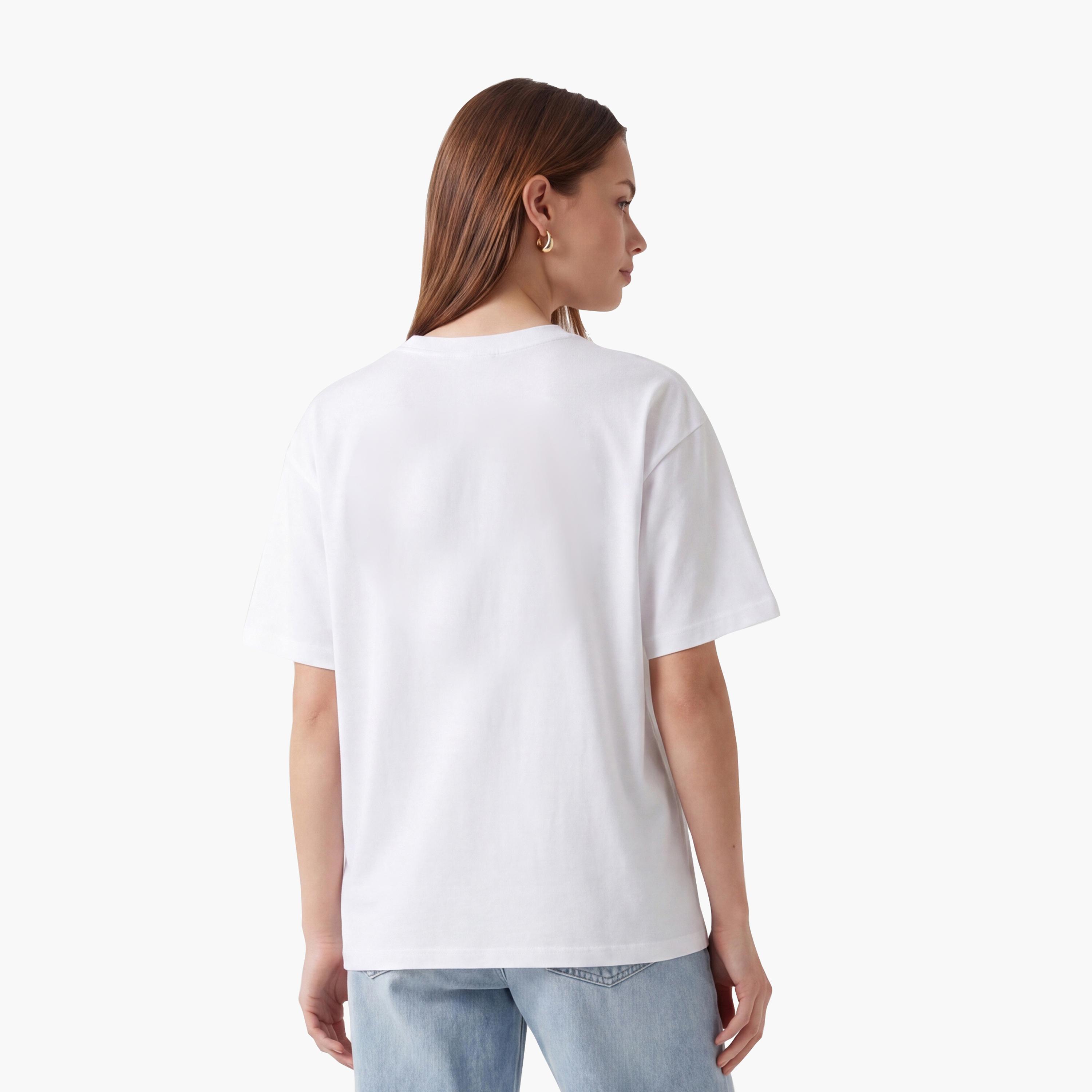 KOTON White Typographic Text Cotton Women's T-Shirt-women-clothing-tshirts-image-4