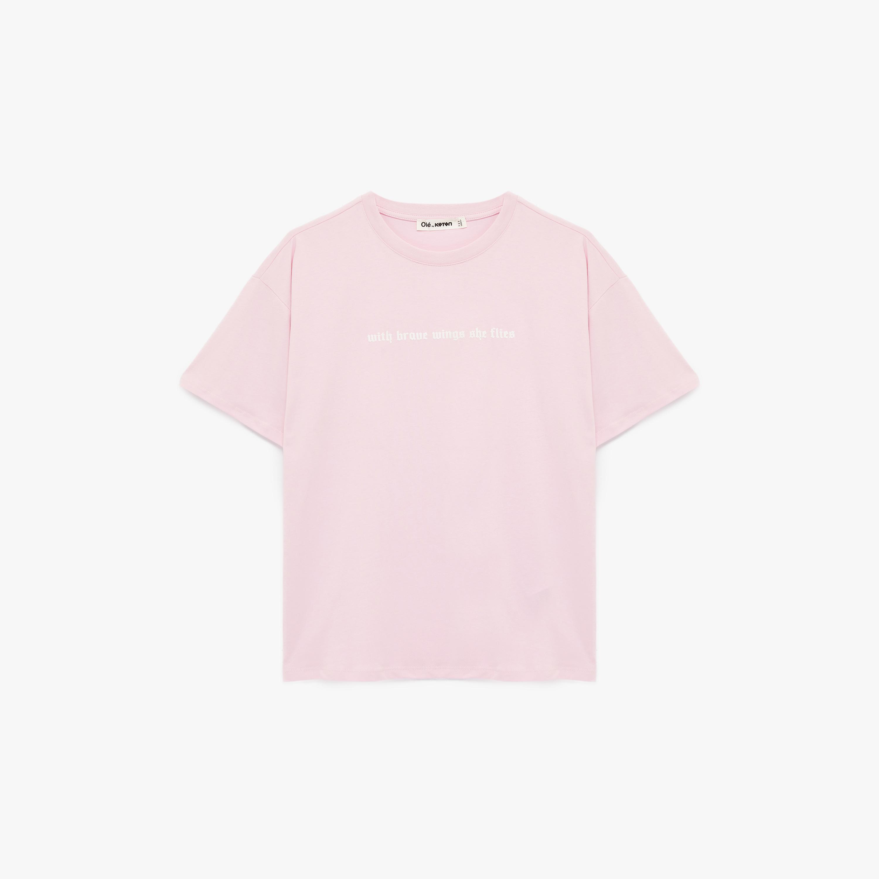تي شيرت نسائي قطني بطبعة جرافيكية باللون الوردي من كوتون-women-clothing-tshirts-image-3
