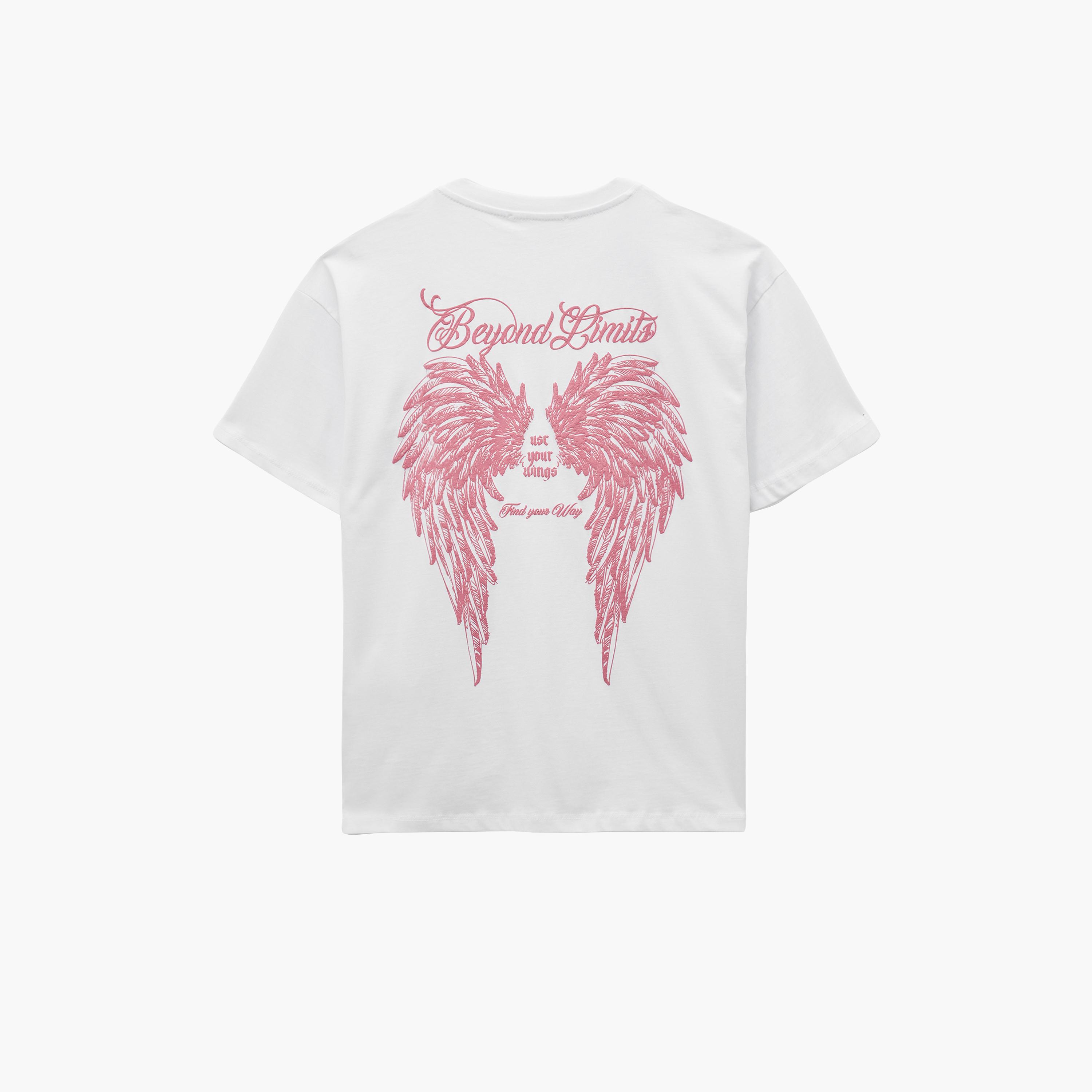 KOTON White Graphic Print Cotton Women's T-Shirt-women-clothing-tshirts-image-7