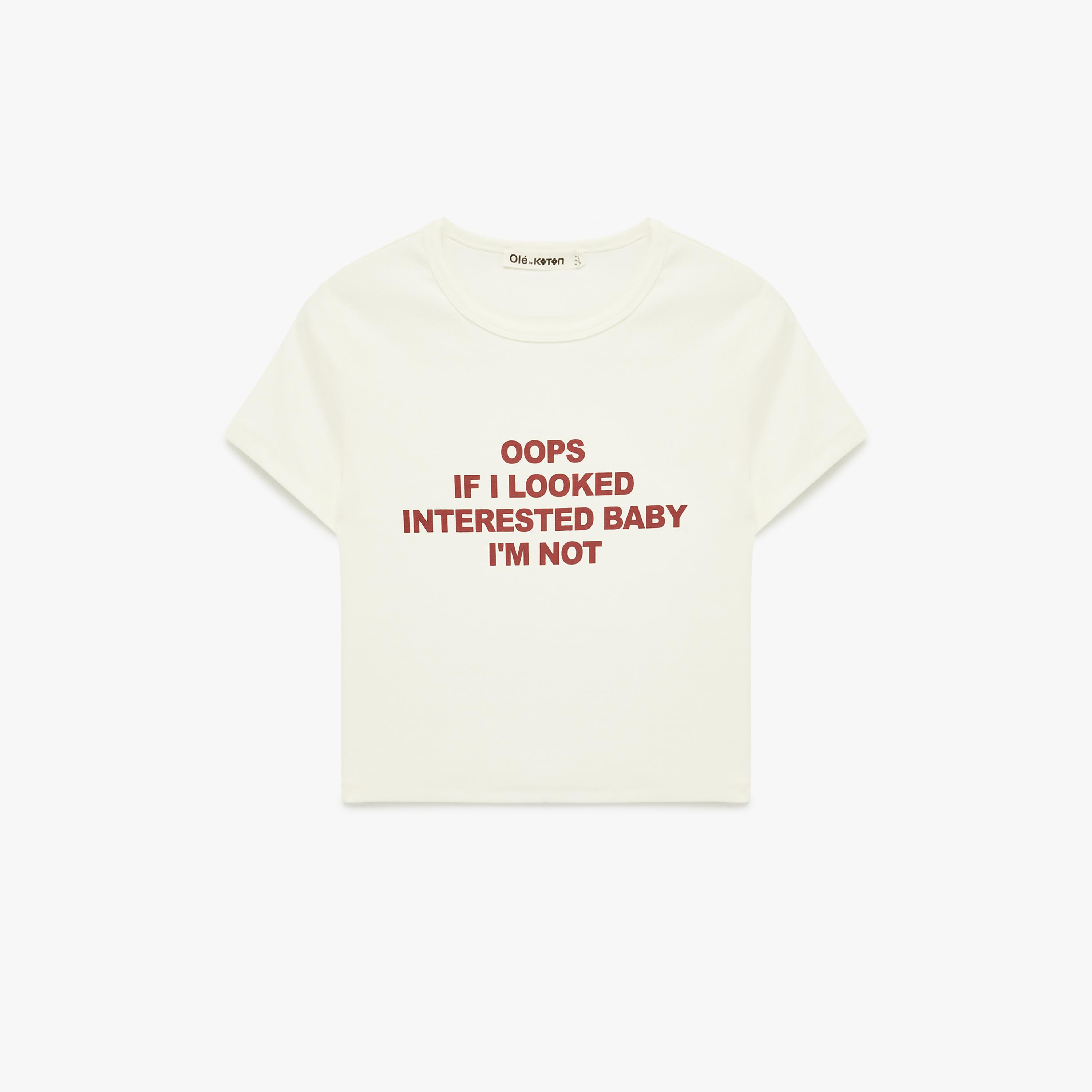 KOTON Cream Typographic Women's T-Shirt-women-clothing-tshirts-image-3