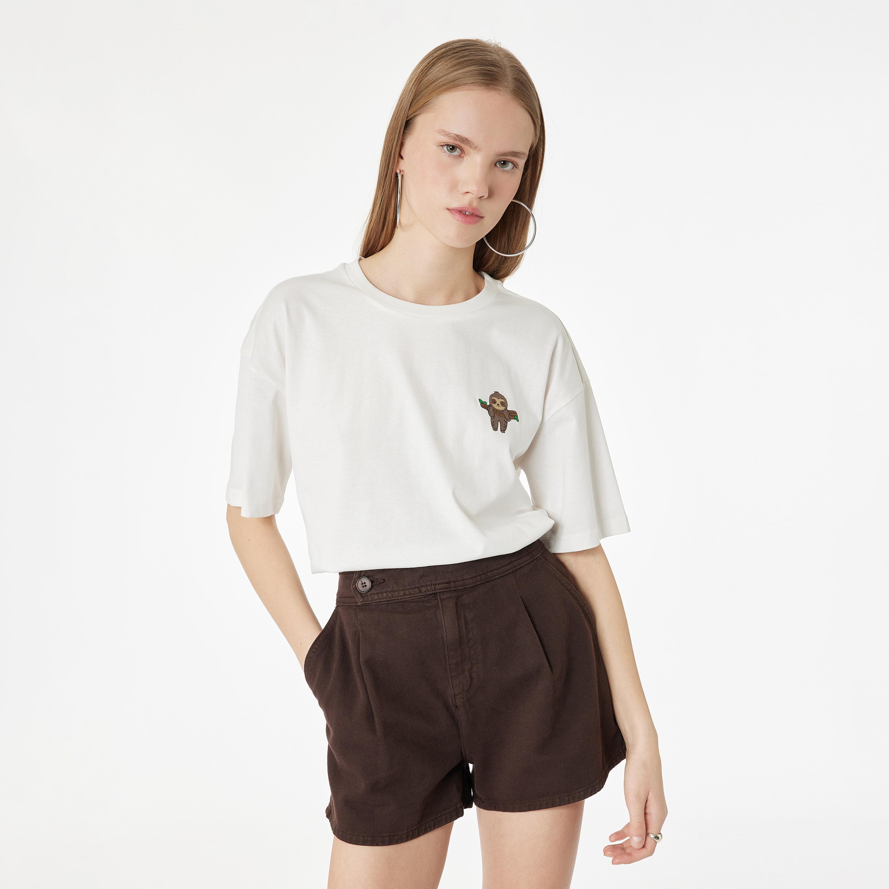 KOTON White Cotton Women's T-Shirt-women-clothing-tshirts-image-1