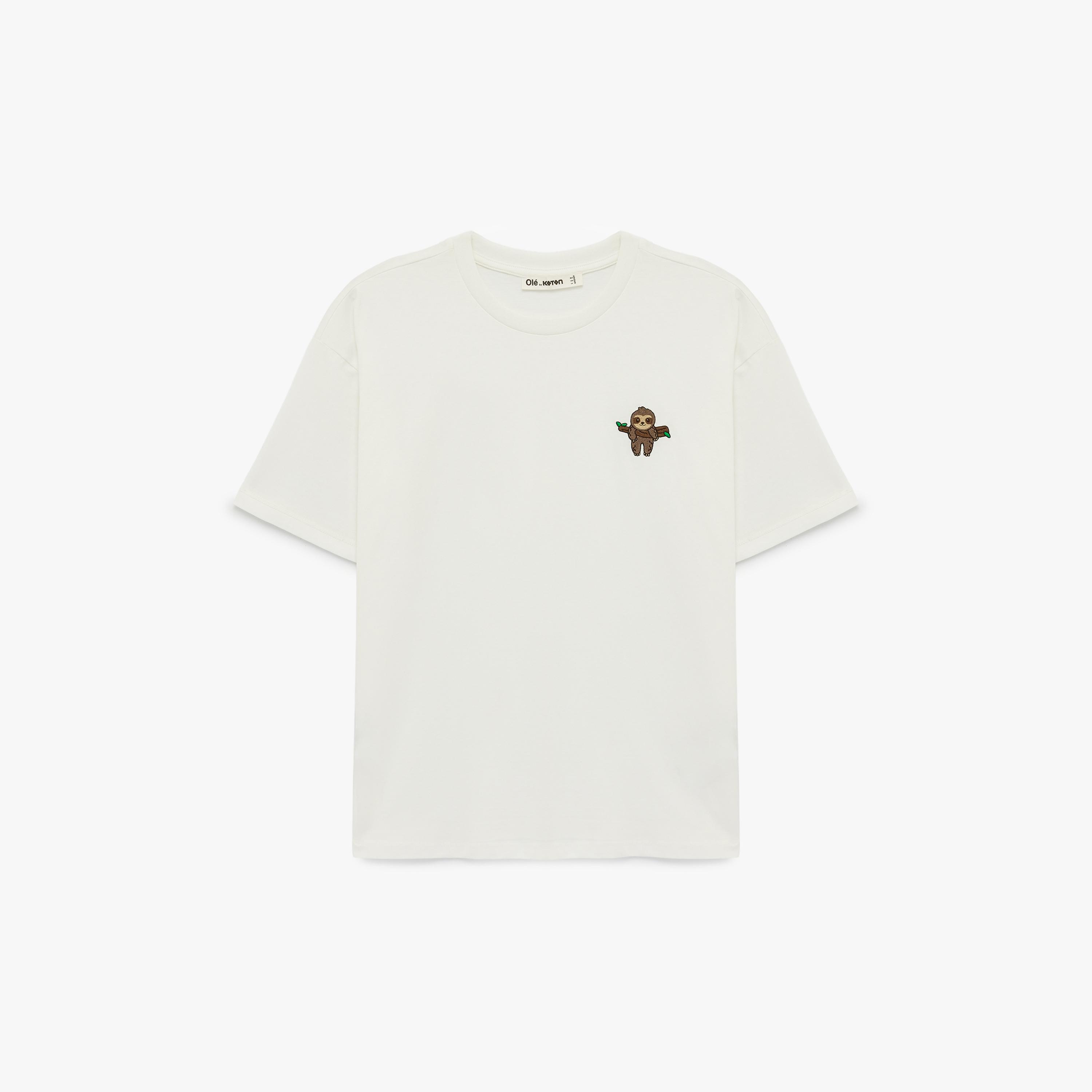 KOTON White Cotton Women's T-Shirt-women-clothing-tshirts-image-3