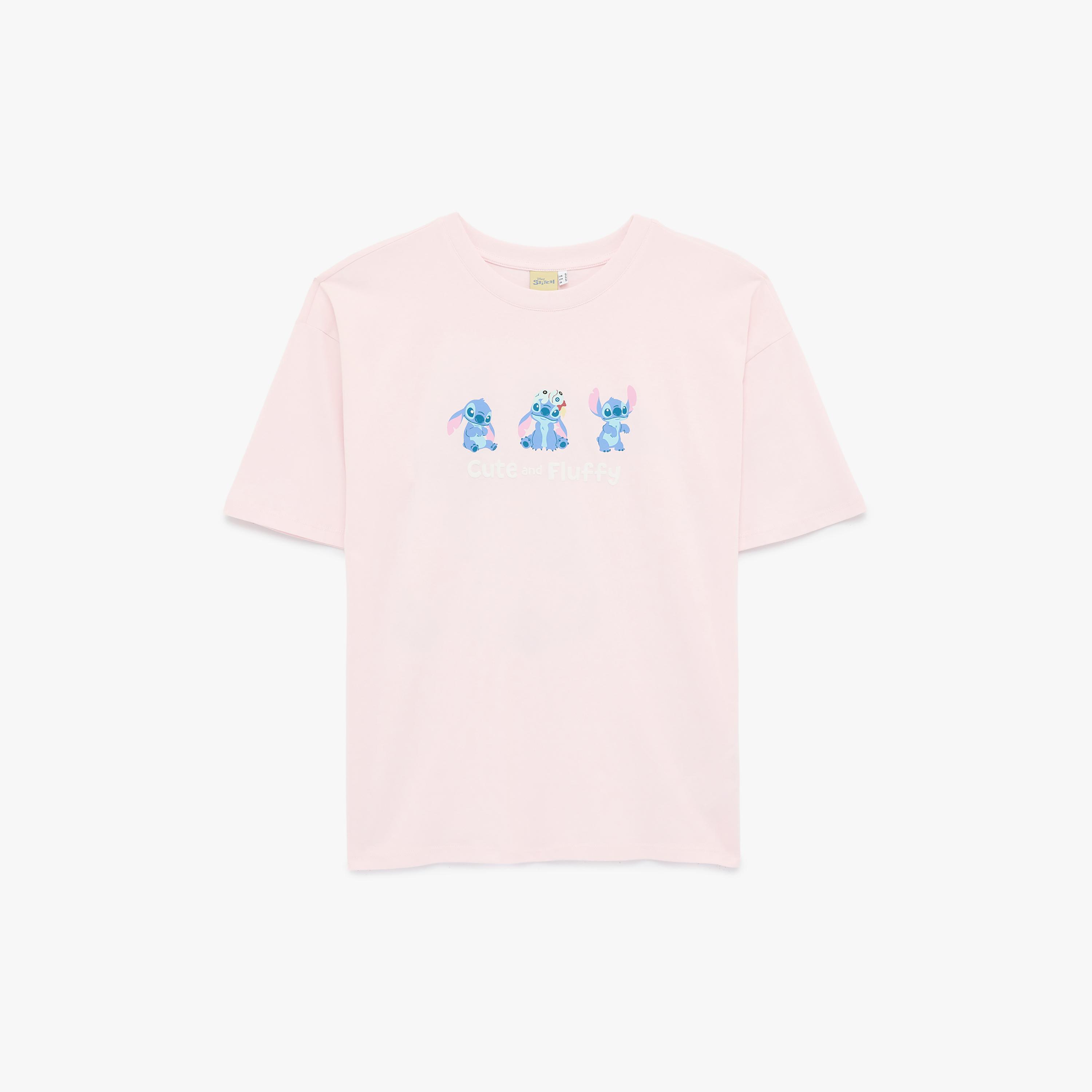 تيشيرت قطني نسائي بطبعة "غرافيك ستيتش" بلون وردي من كوتون-women-clothing-tshirts-image-4