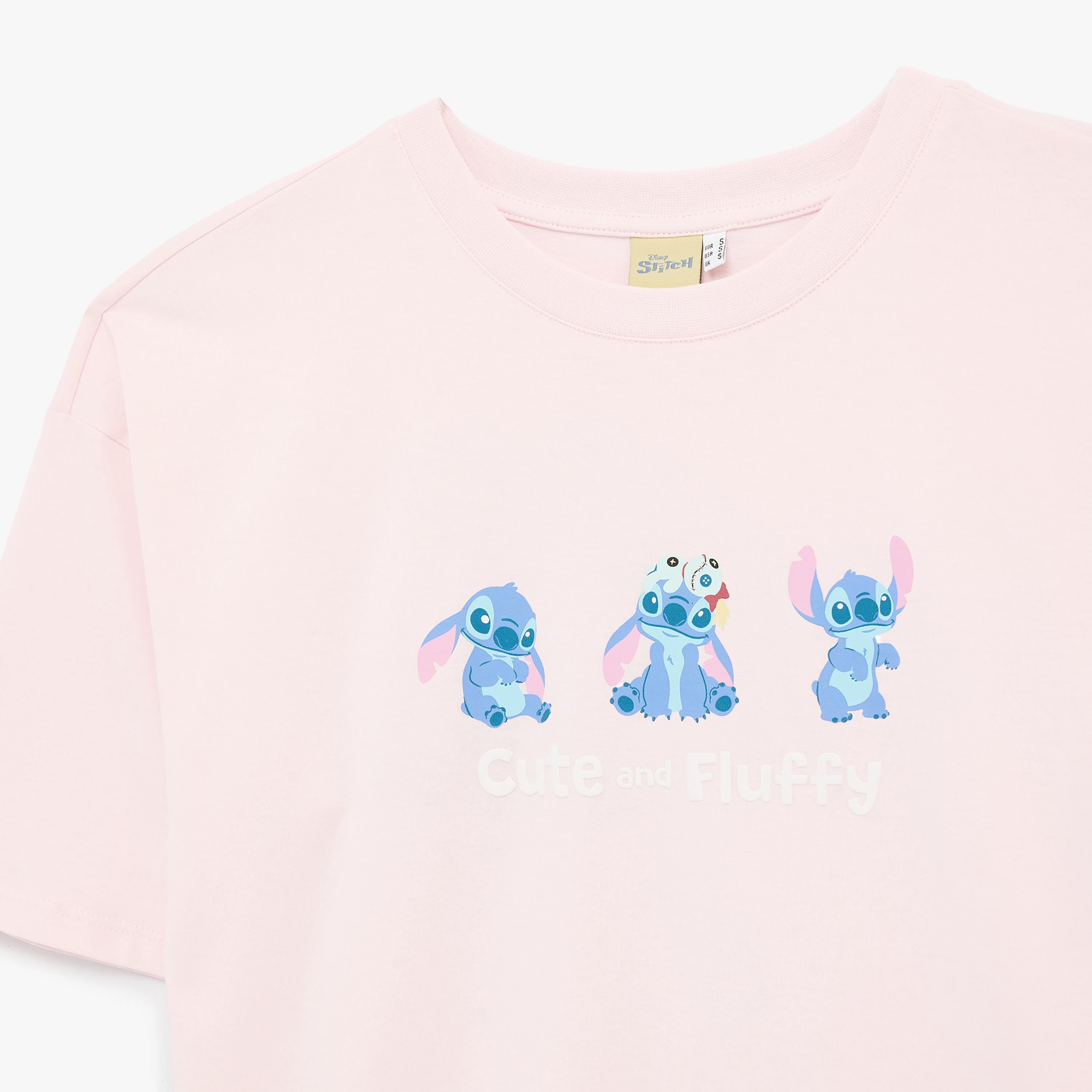 تيشيرت قطني نسائي بطبعة "غرافيك ستيتش" بلون وردي من كوتون-women-clothing-tshirts-image-6