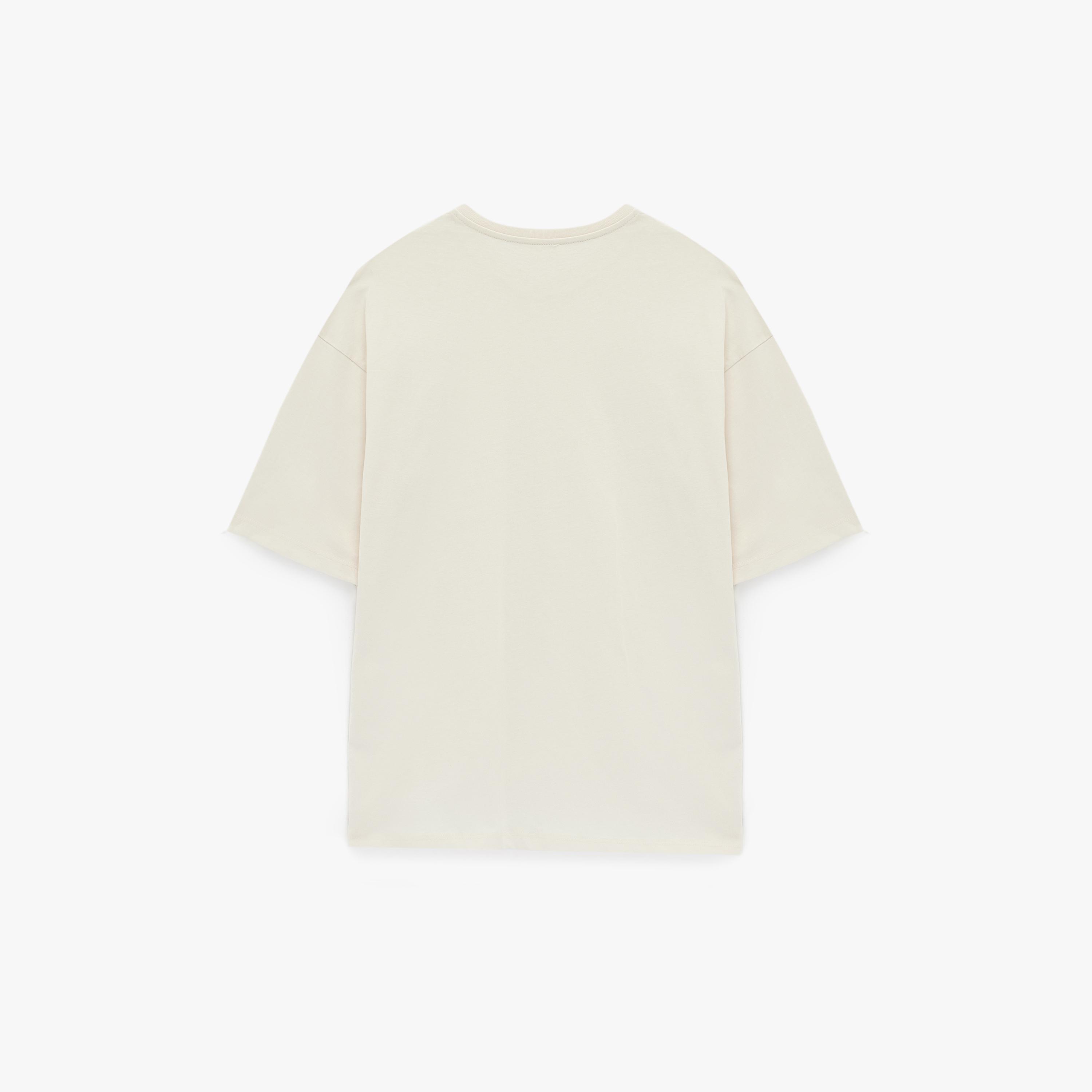 تيشيرت قطني نسائي بتطريز بلون بيج من كوتون-women-clothing-tshirts-image-5
